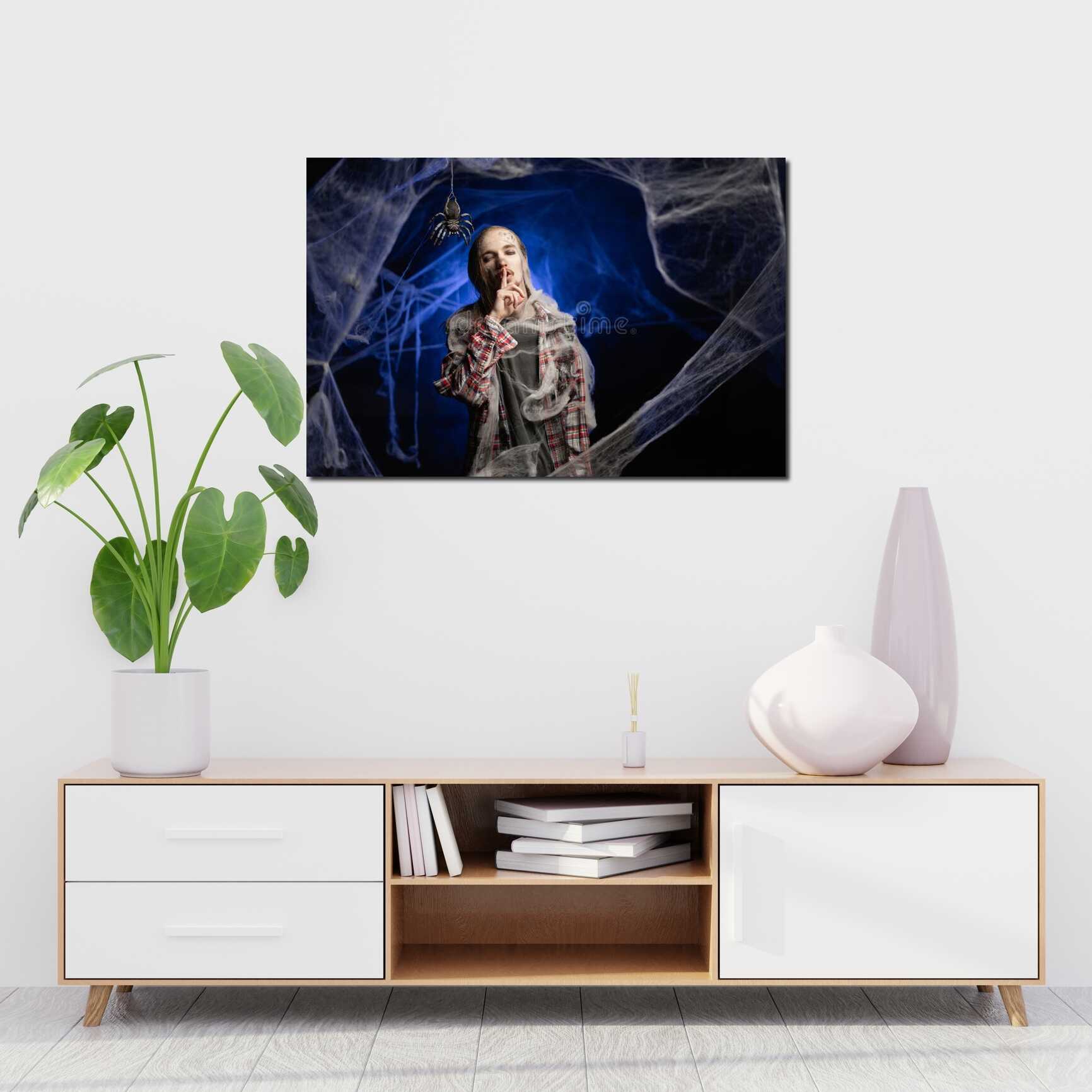 Canvas above sofa for size context