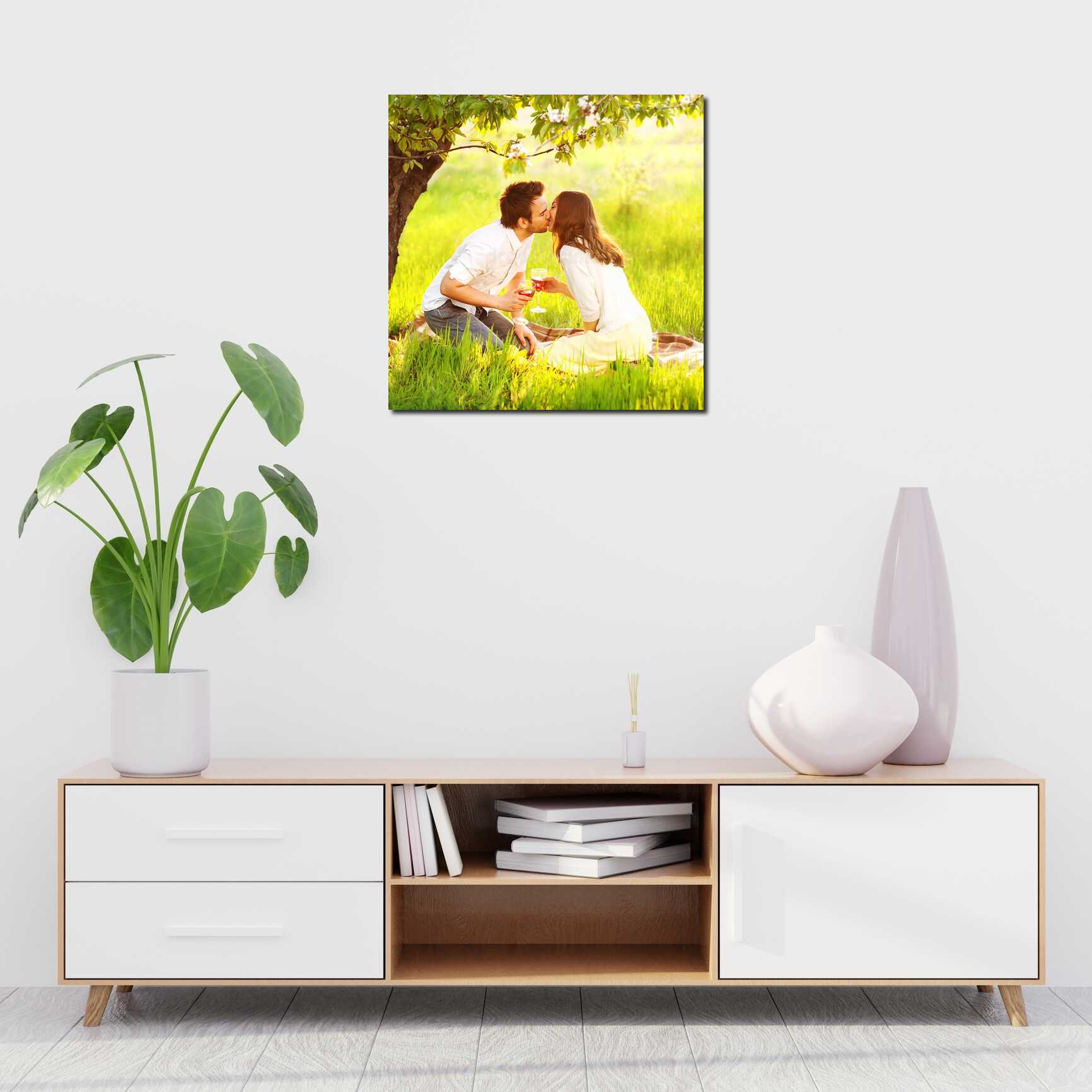 Canvas above sofa for size context