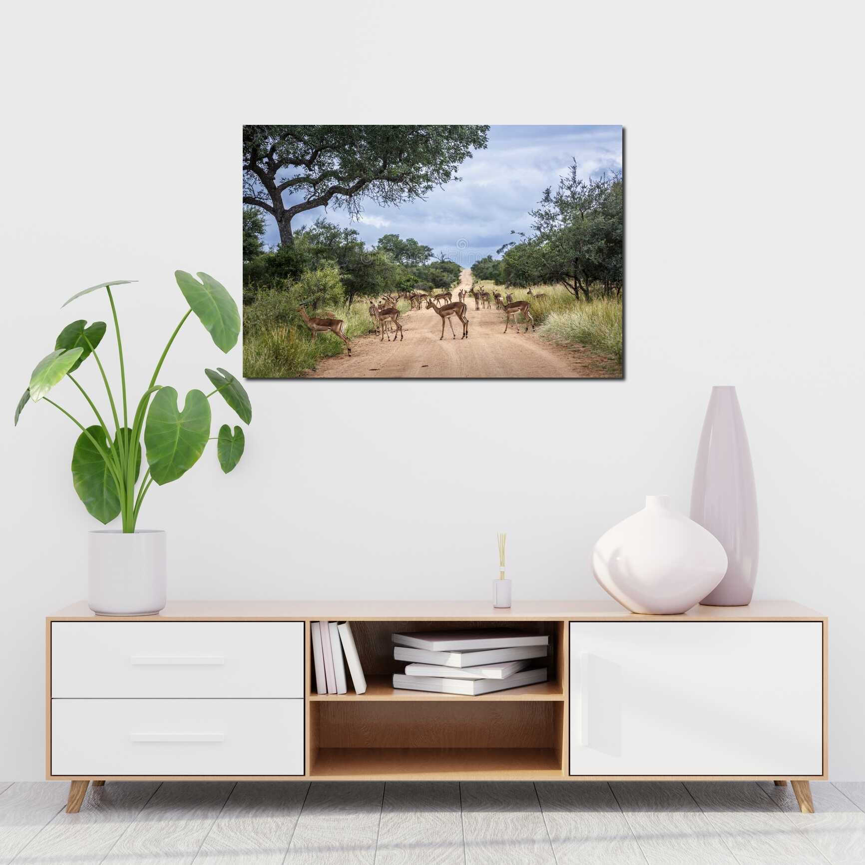 Canvas above sofa for size context