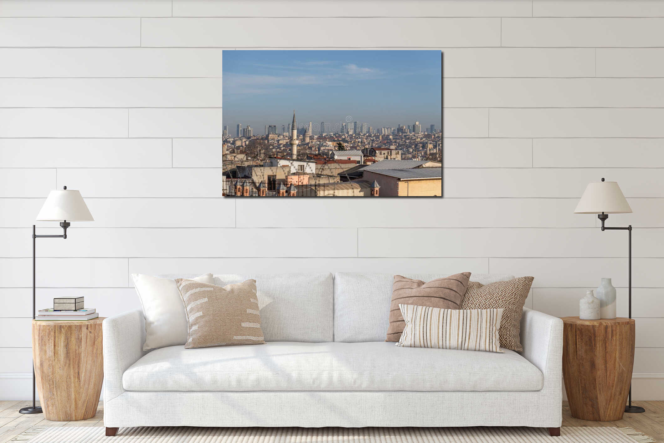 Istanbul Skyline Panorama: Modern Cityscape, Historical Buildings, Turkey interior mockup