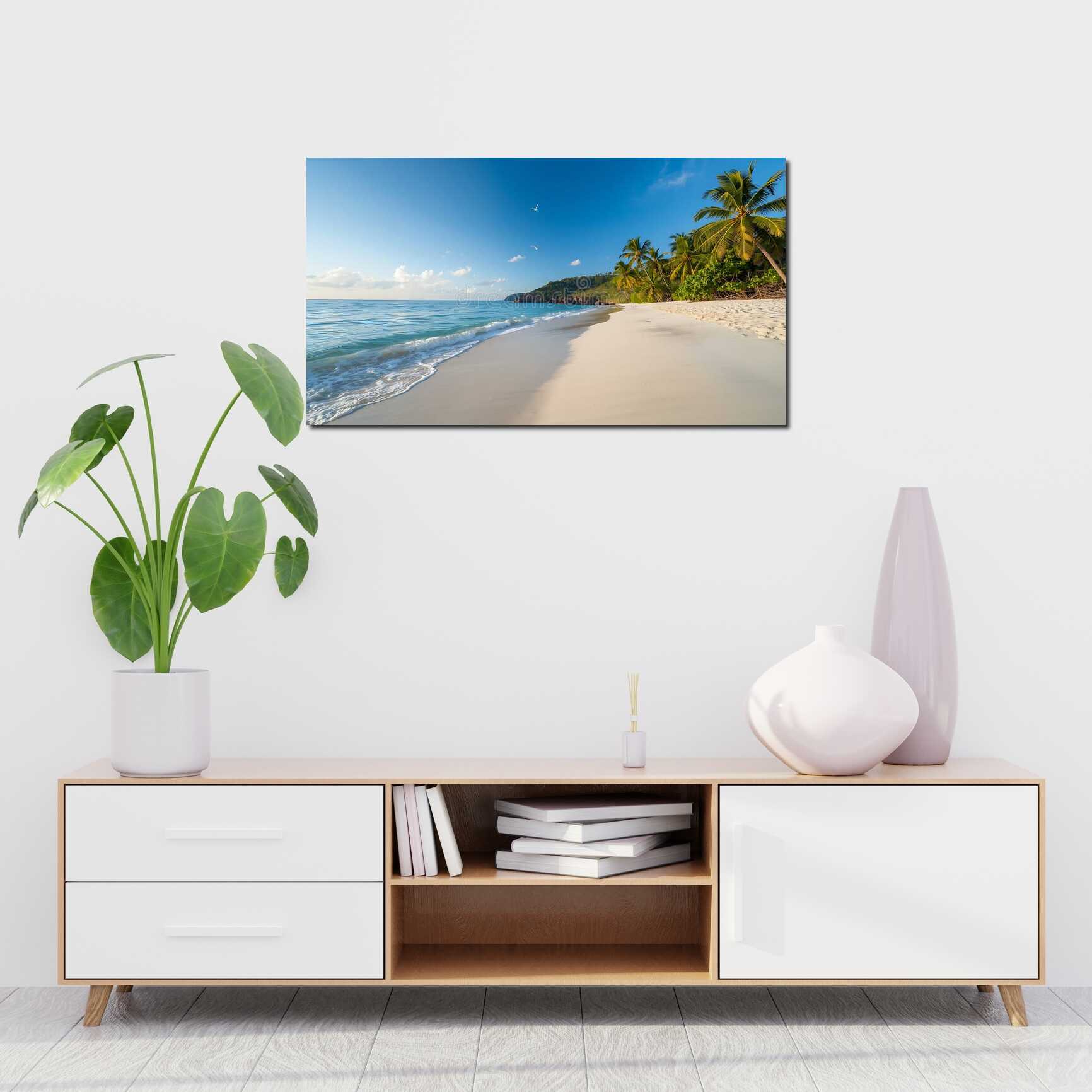 Canvas above sofa for size context