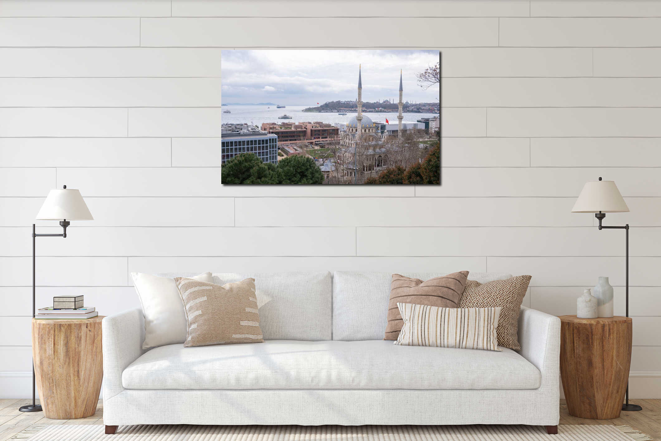 Istanbul, Turkey - March 10, 2023: Historic Nusretiye mosque in cityscape of Istanbul interior mockup