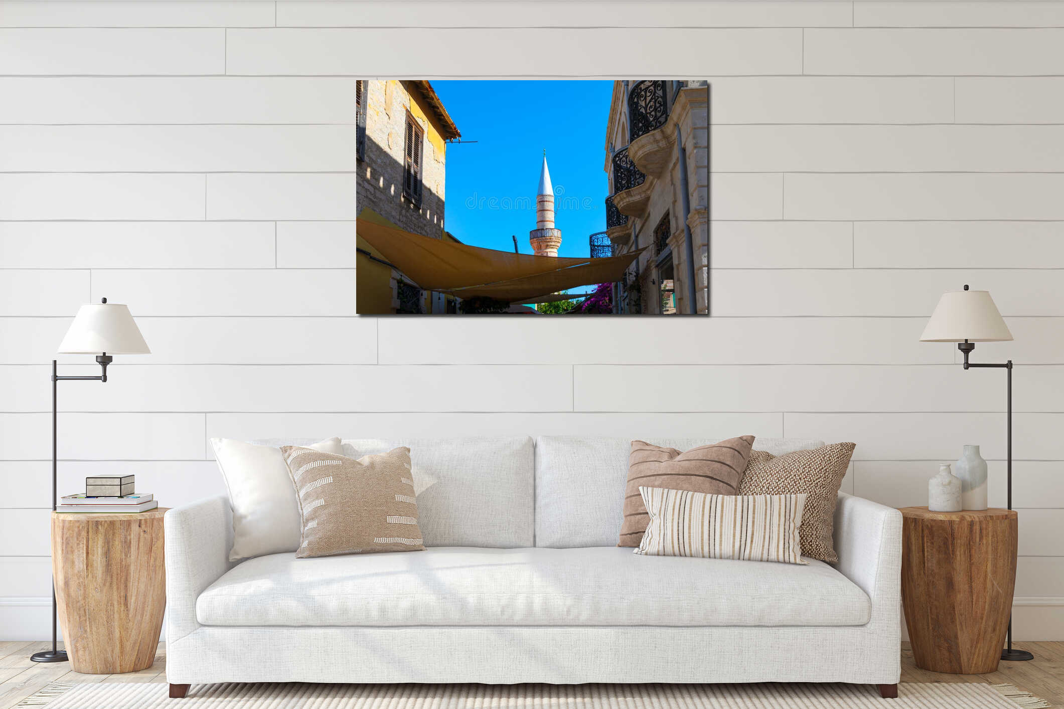 Minaret of Kebir Mosque in Limassol from Cyprus interior mockup