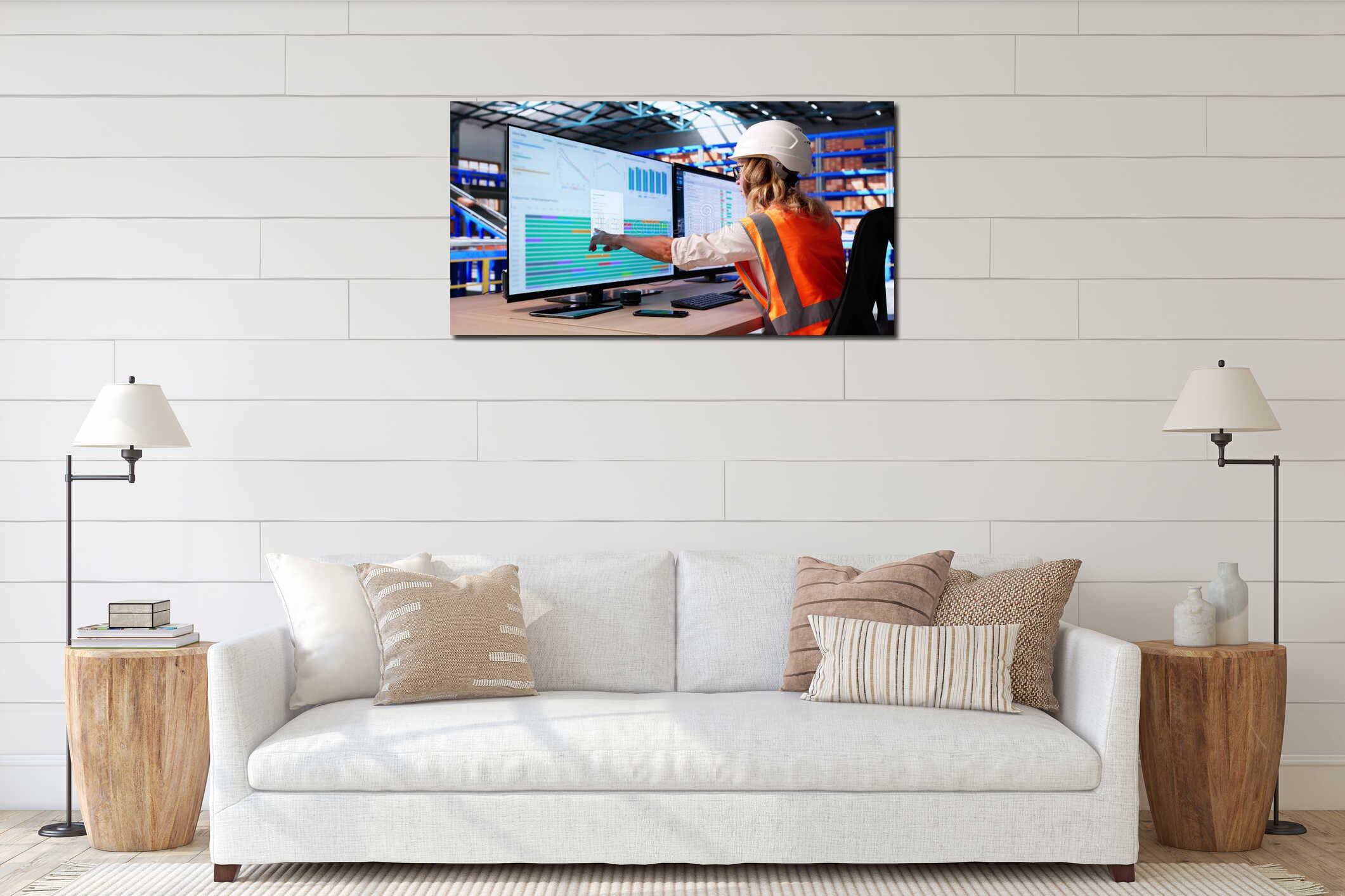 Canvas hanging interior mockup