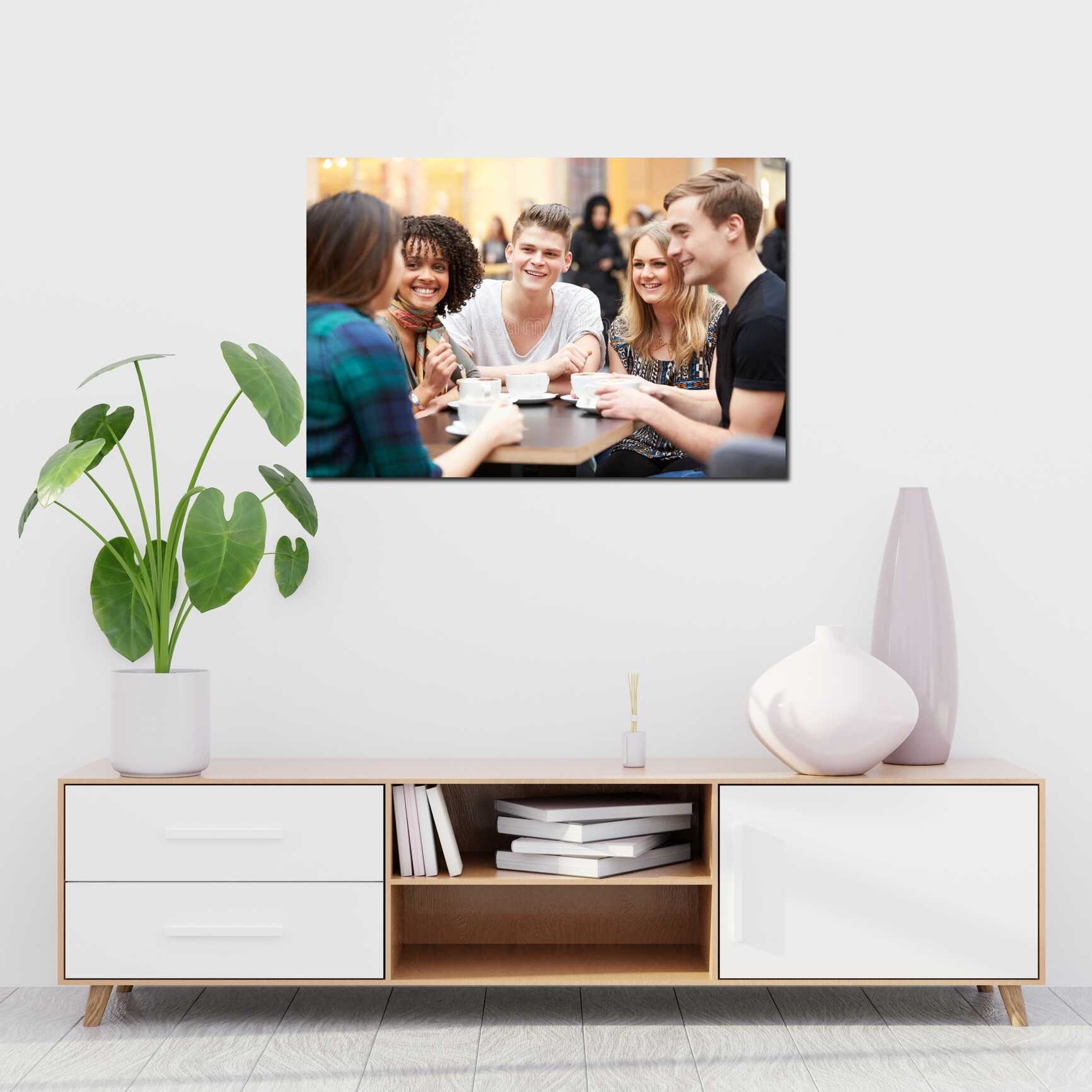 Canvas above sofa for size context