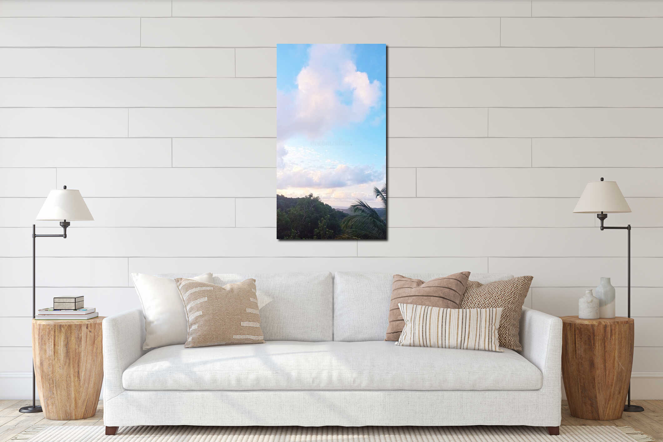 Early morning sunrise blue skyline in the valley interior mockup