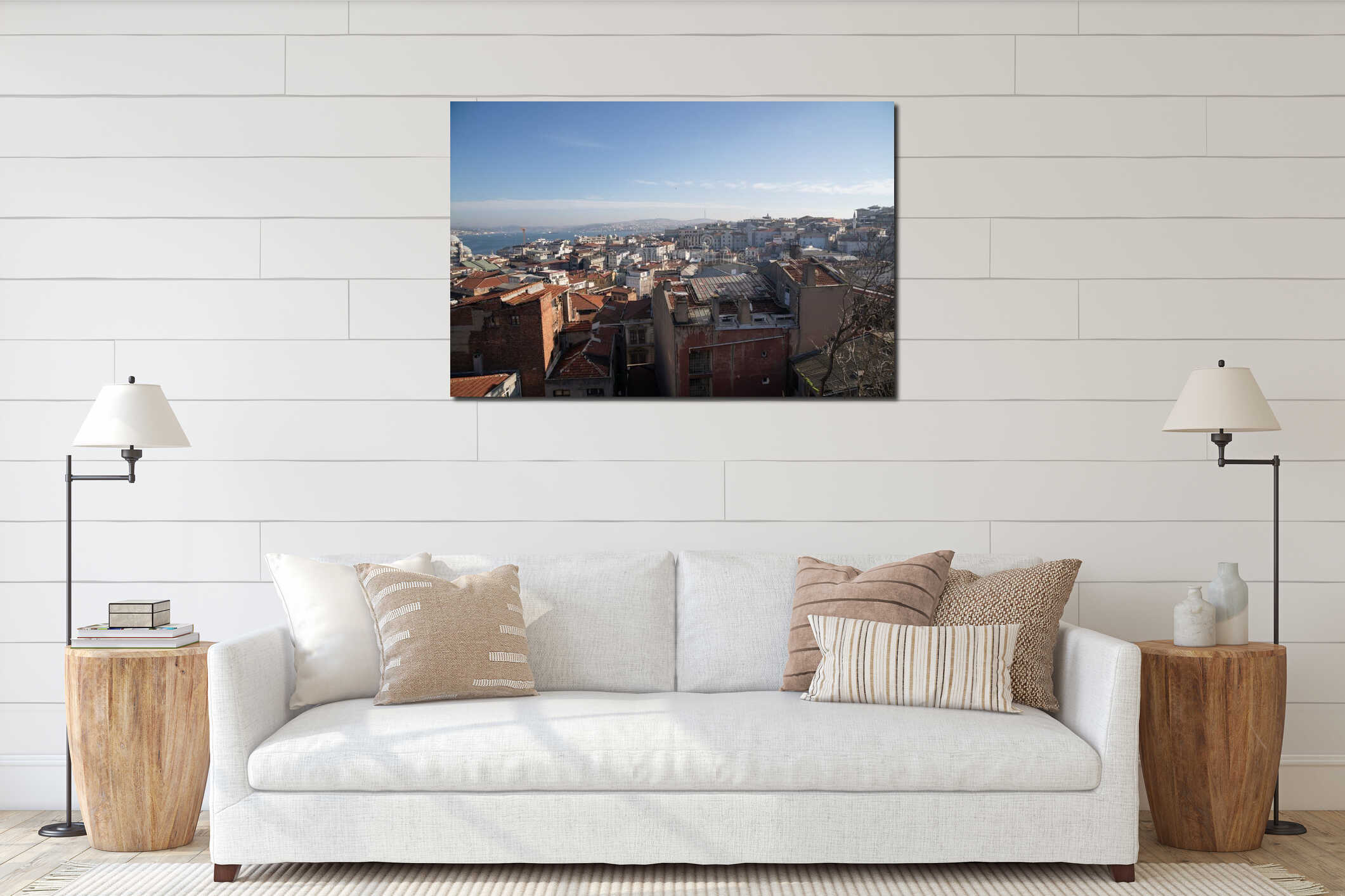 Istanbul Skyline Panoramic View Buildings Cityscape: Aerial Turkey, Sunny Day, Urban Architecture. interior mockup