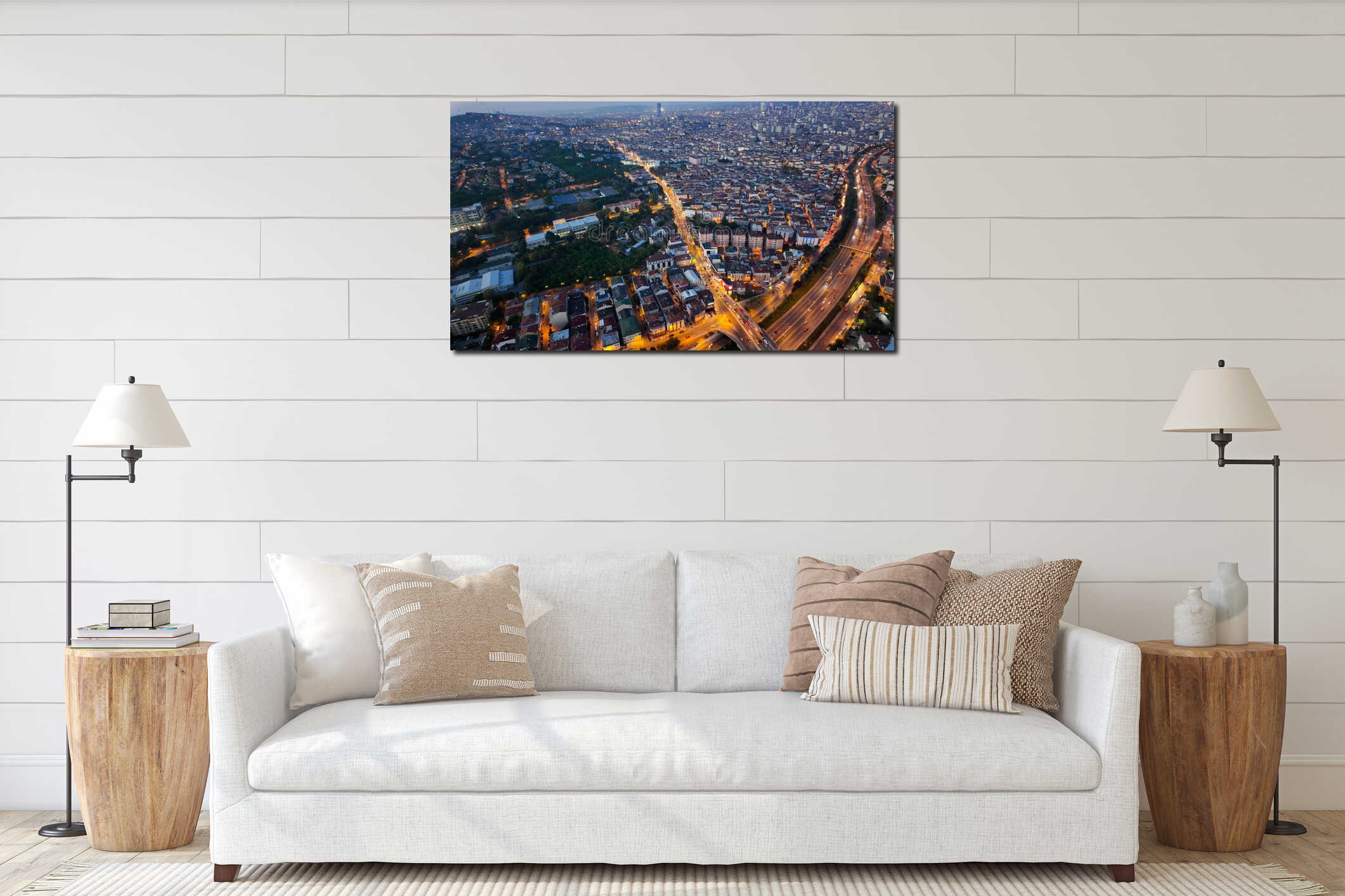 turkey istanbul 27 june 2025. Cityscape of Istanbul at dusk with lights glowing interior mockup
