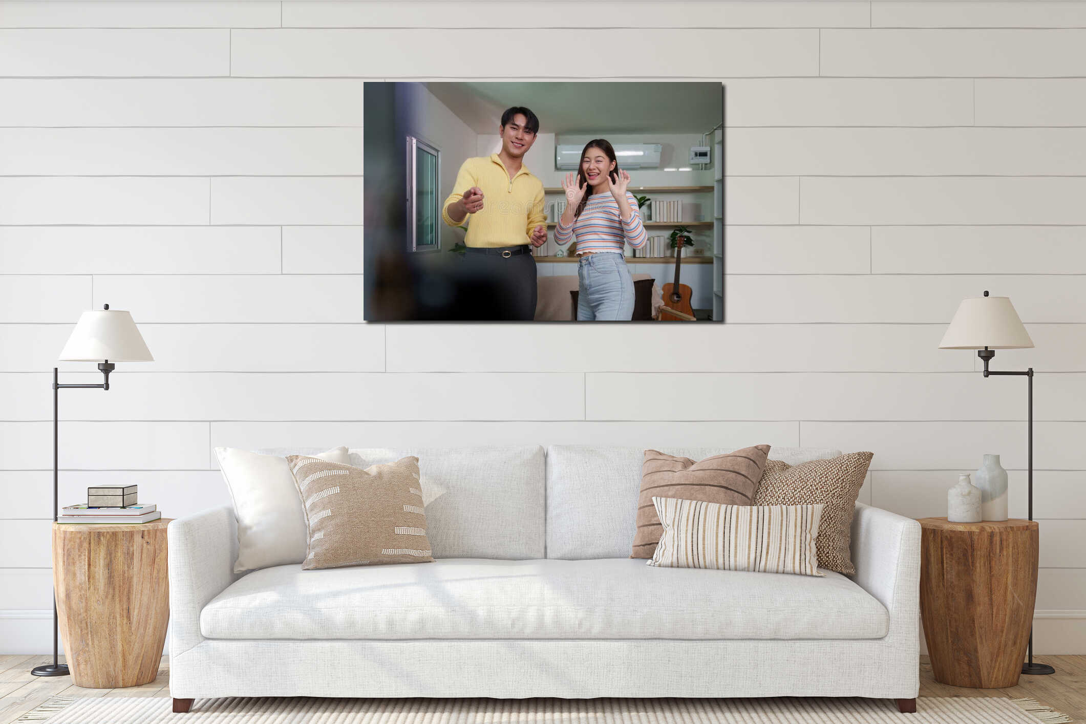 Canvas hanging interior mockup