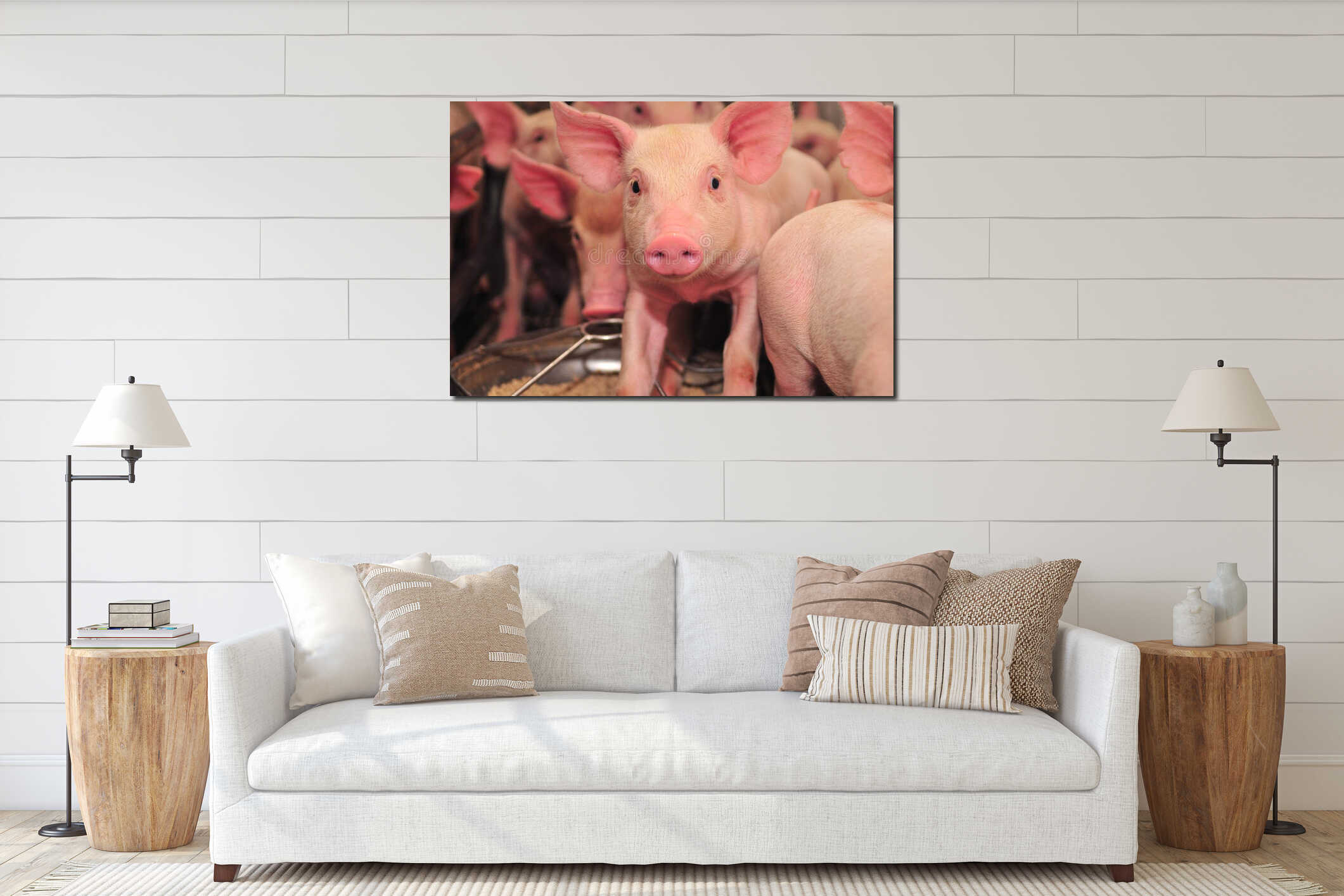 Canvas hanging interior mockup