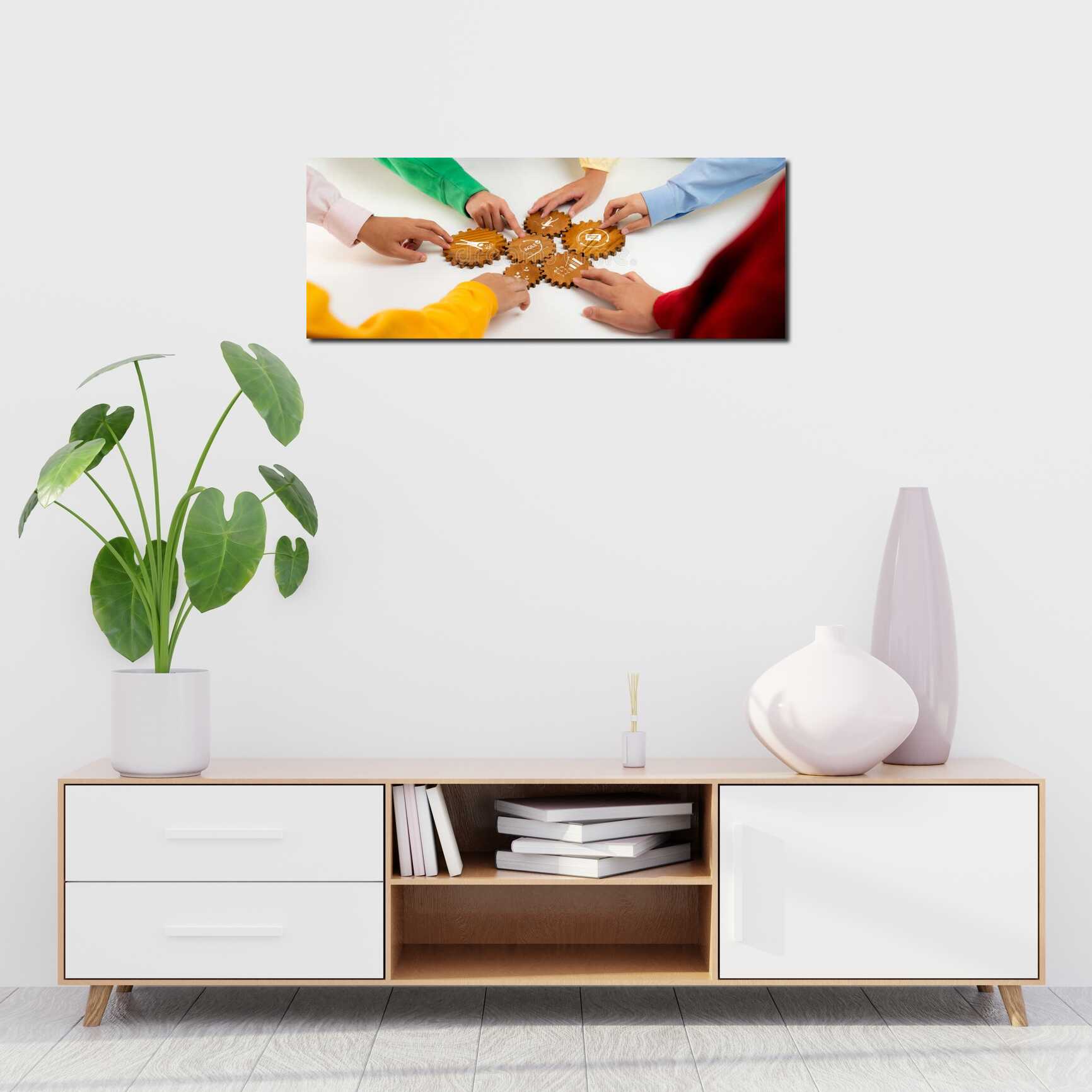 Canvas above sofa for size context