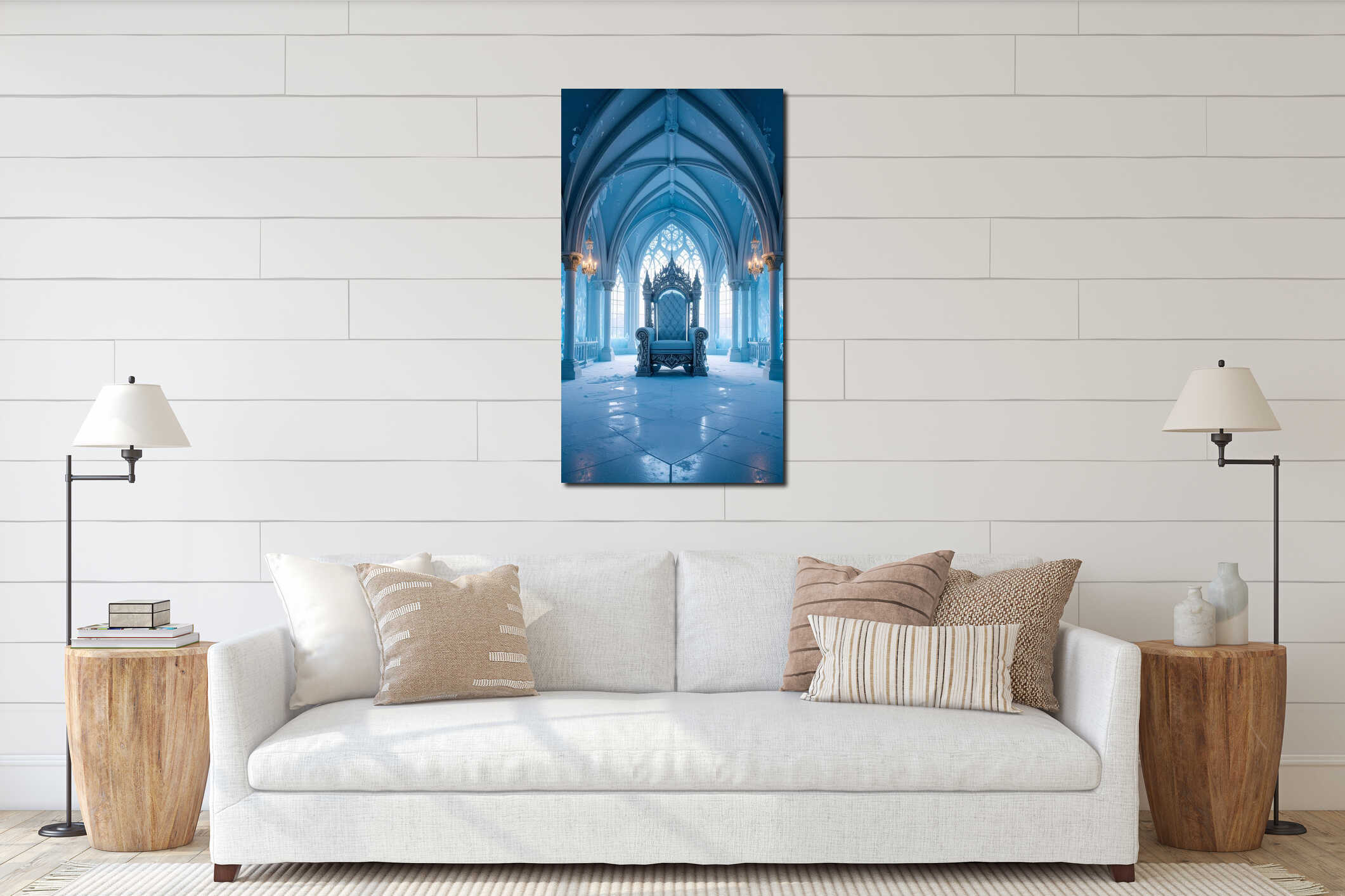 Frozen Ice Palace Throne Room Snowy Interior Gothic Architecture interior mockup