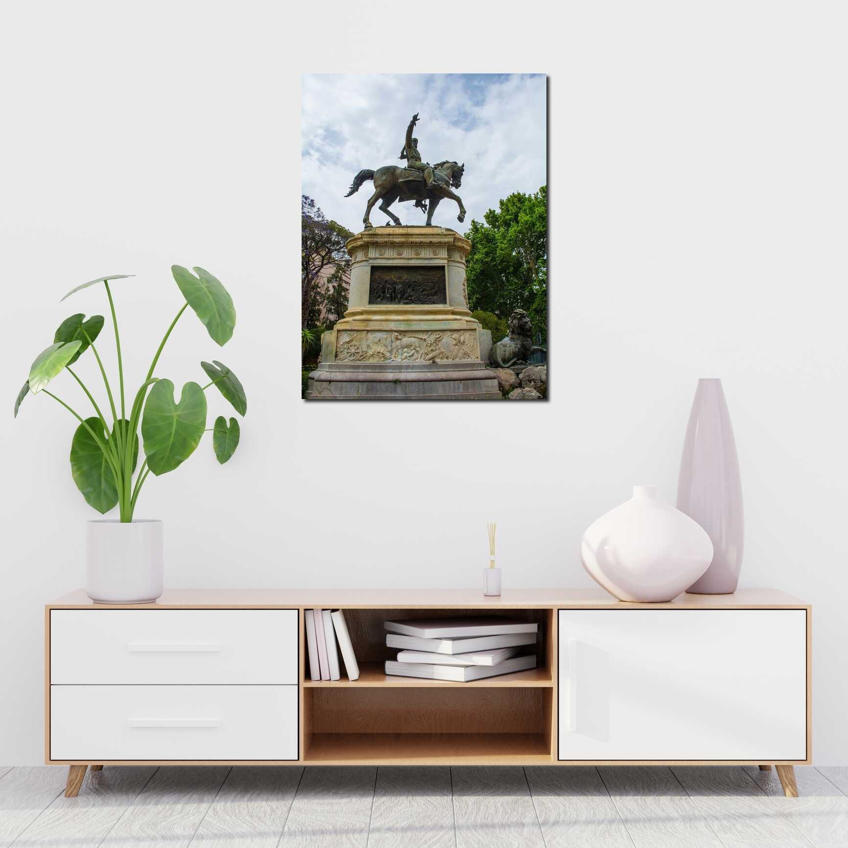 Canvas above sofa for size context