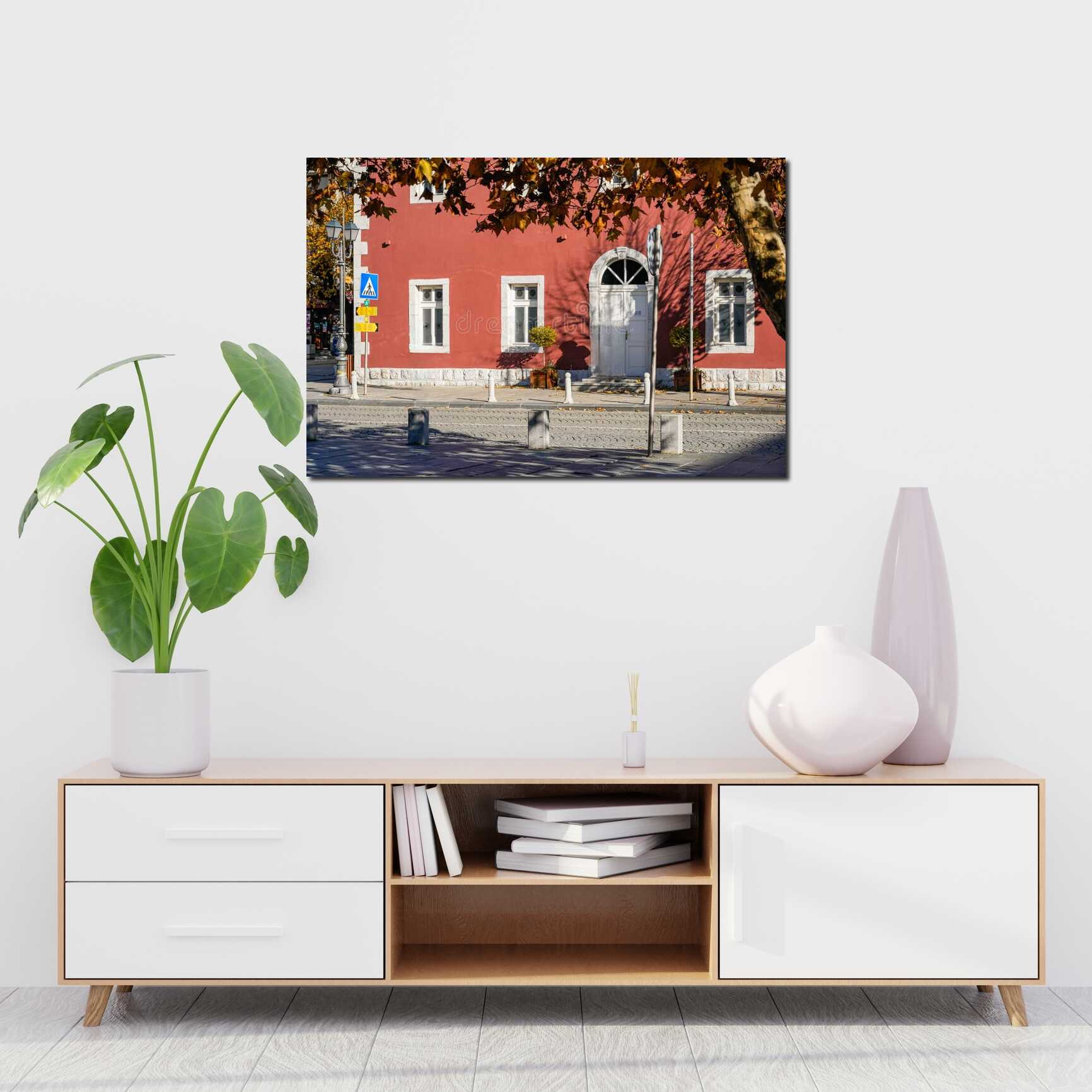 Canvas above sofa for size context