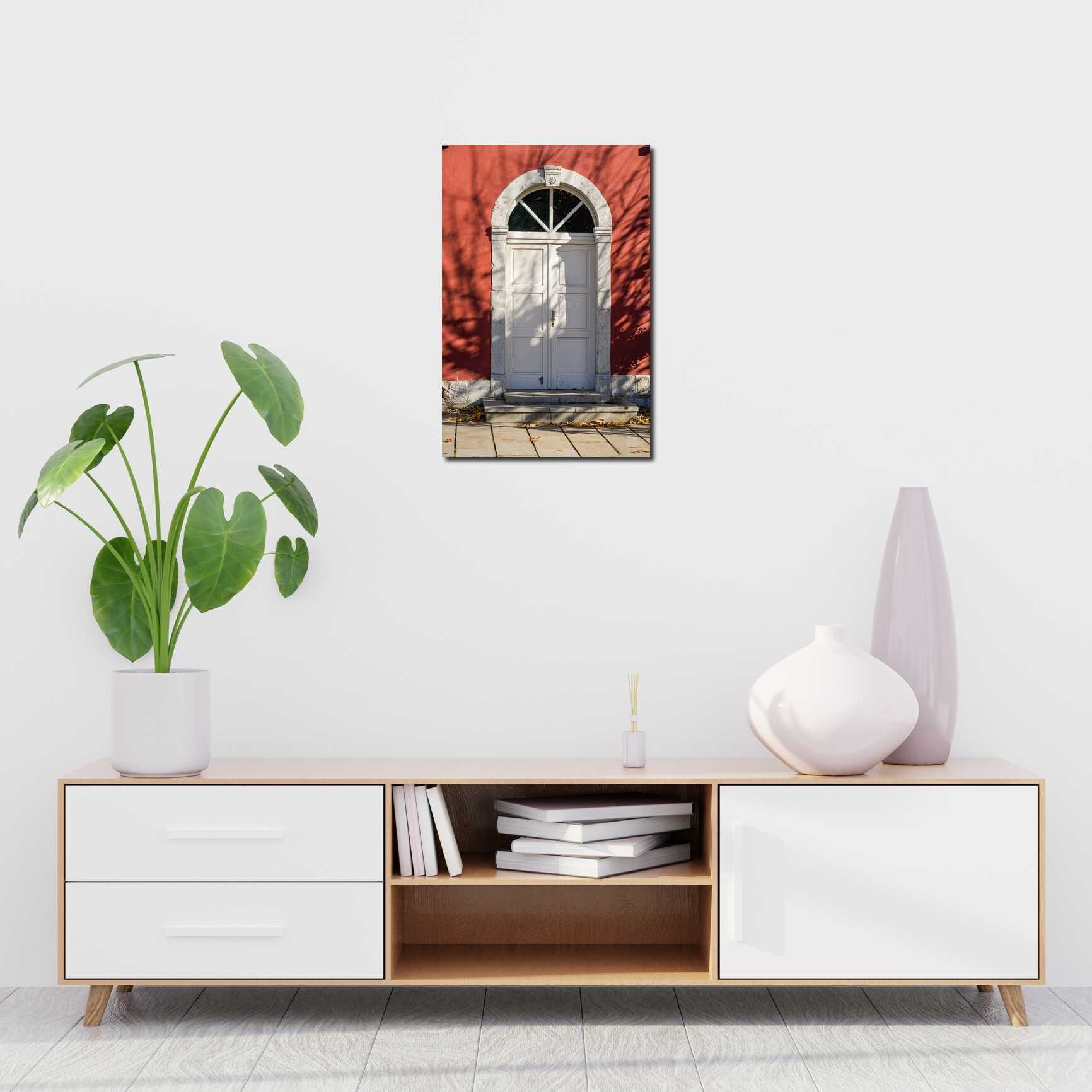 Canvas above sofa for size context