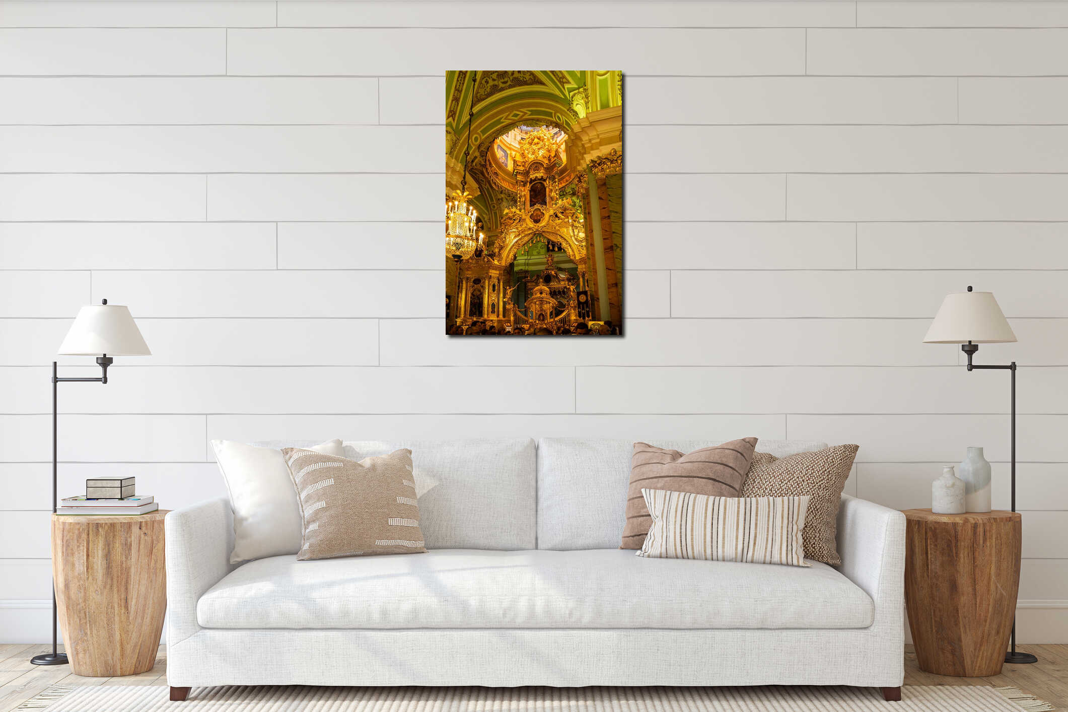 dome and altar in St Peter and Paul Cathedral interior mockup