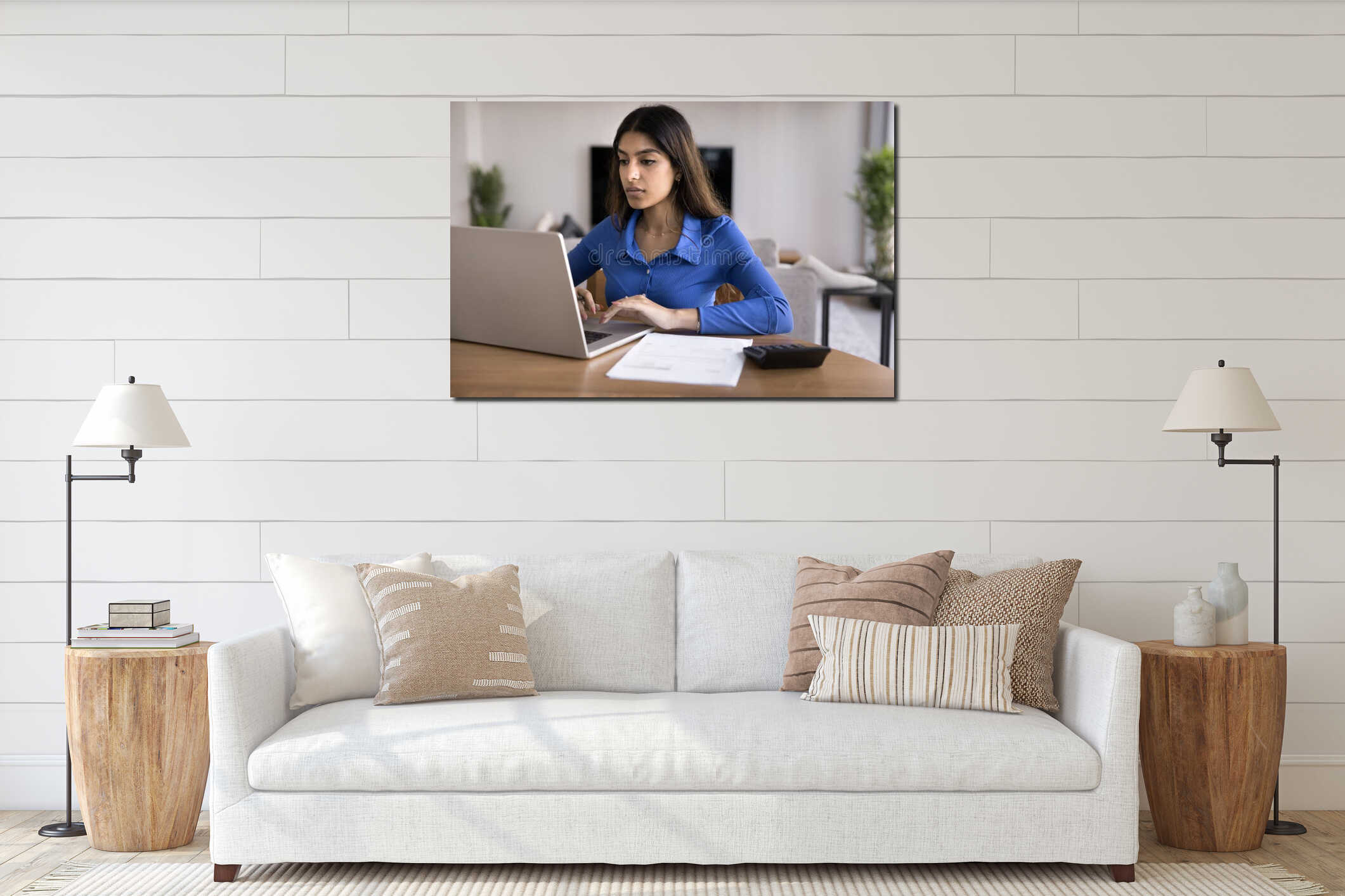 Canvas hanging interior mockup