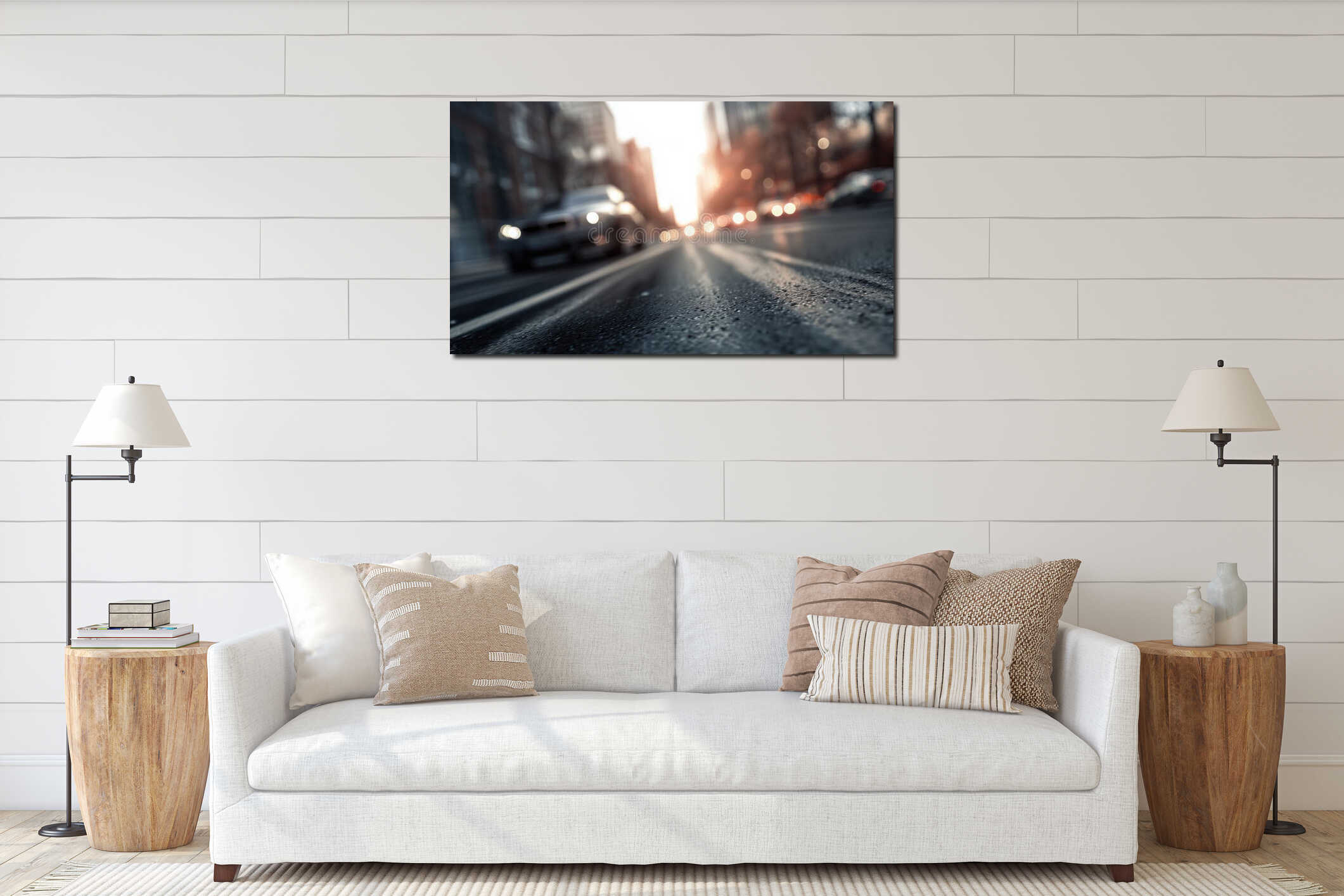 Blurred Road And Vehicle In High Speed Motion - An Abstract Image Captured With Motion Blur Giving A Dynamic Feel. interior mockup
