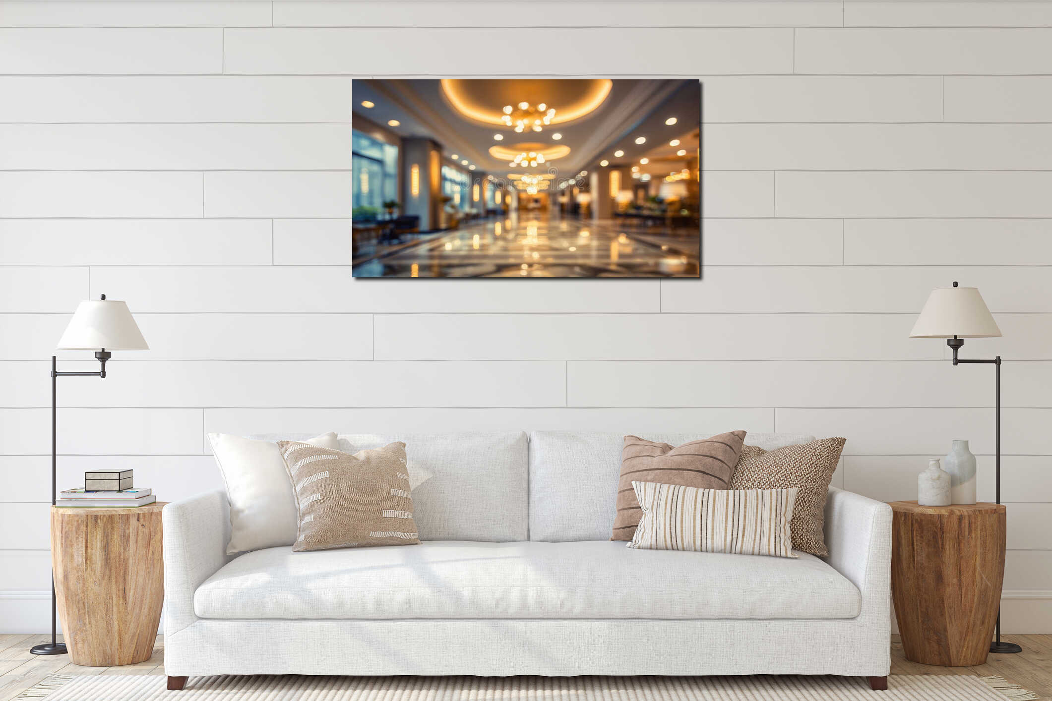Blurry And Out Of Focus Hotel Lobby And Hall Interior For Contemporary Atmosphere And Artistic Impression In Photography And interior mockup