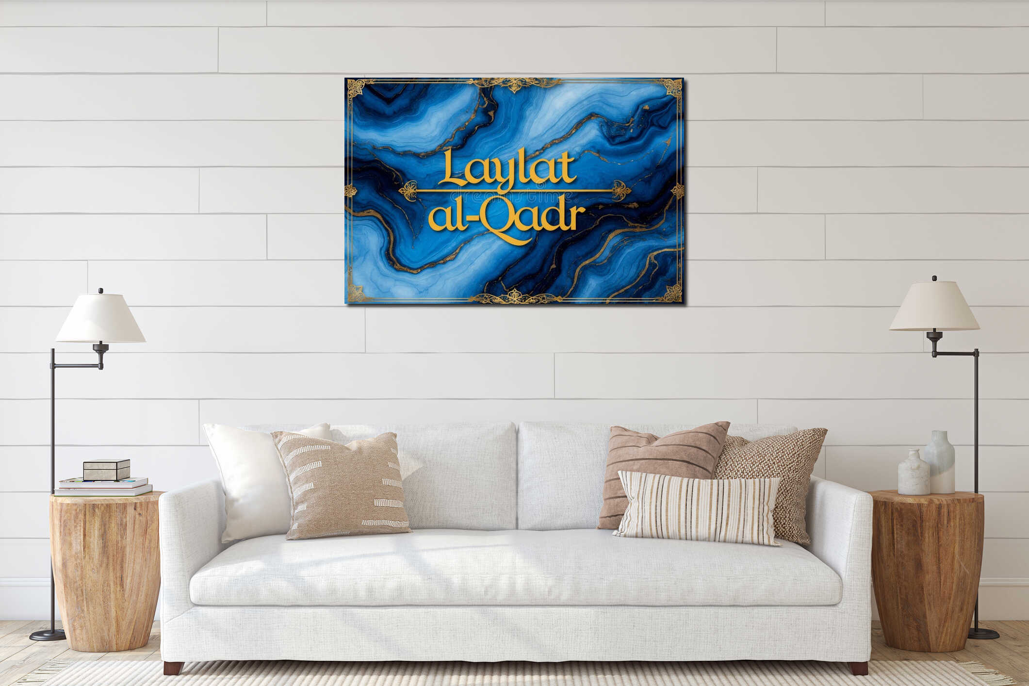 Greeting card postcard traditional Islamic holiday Laylat al-Qadr in Muslim countries AI Generative interior mockup
