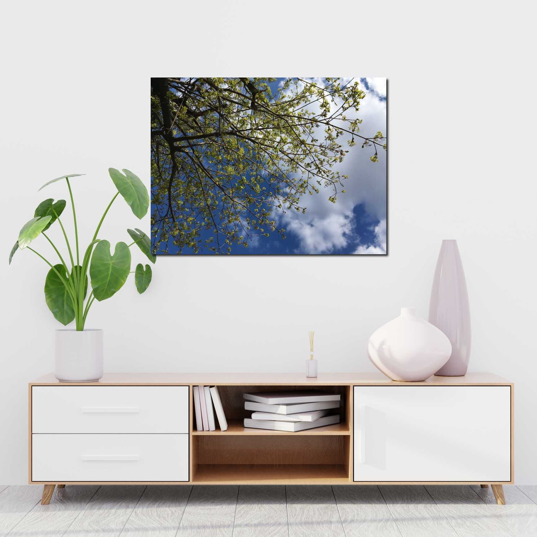 Canvas above sofa for size context