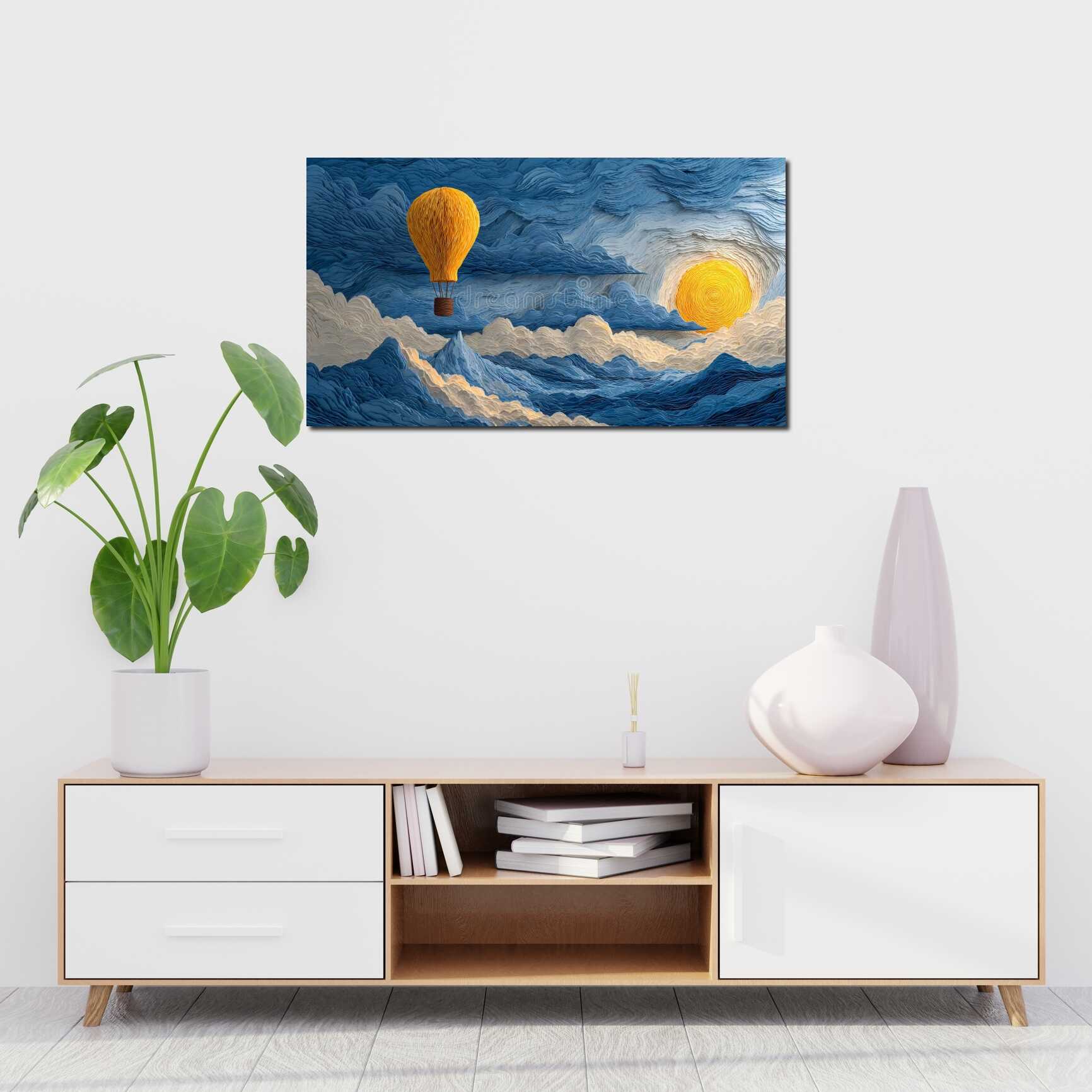 Canvas above sofa for size context