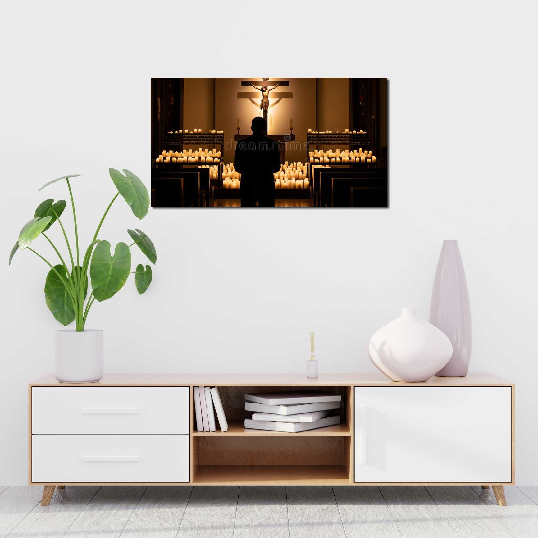 Canvas above sofa for size context