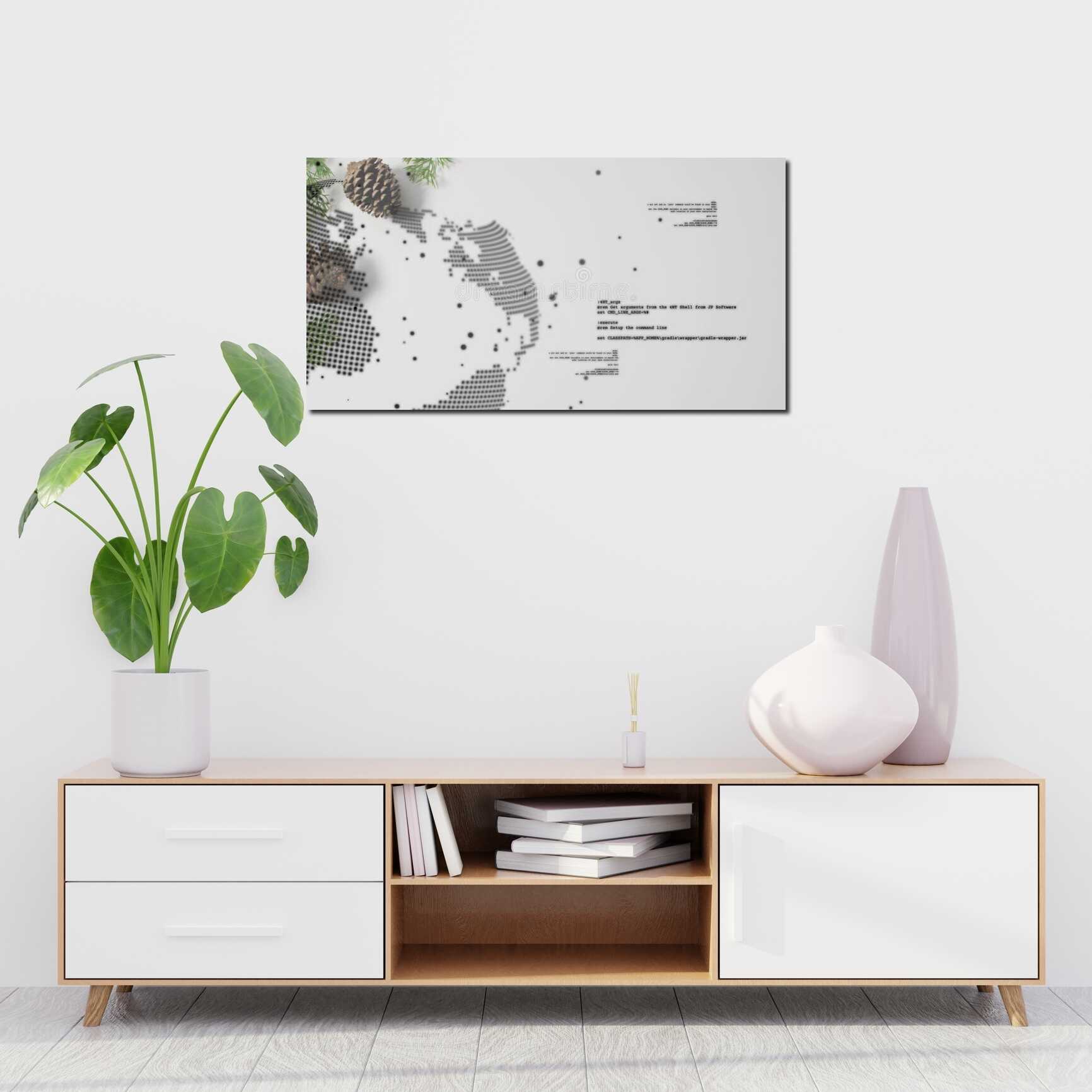 Canvas above sofa for size context