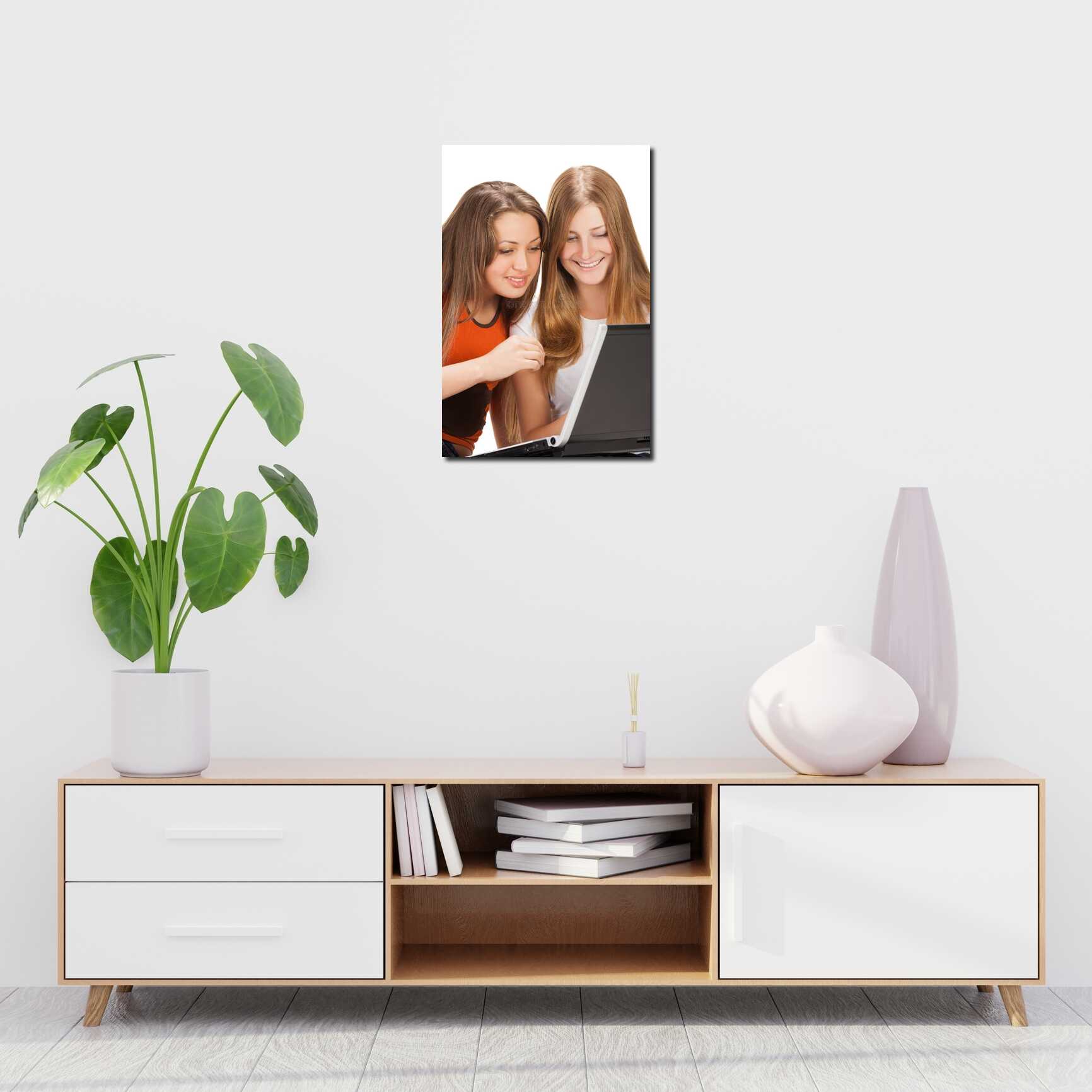 Canvas above sofa for size context