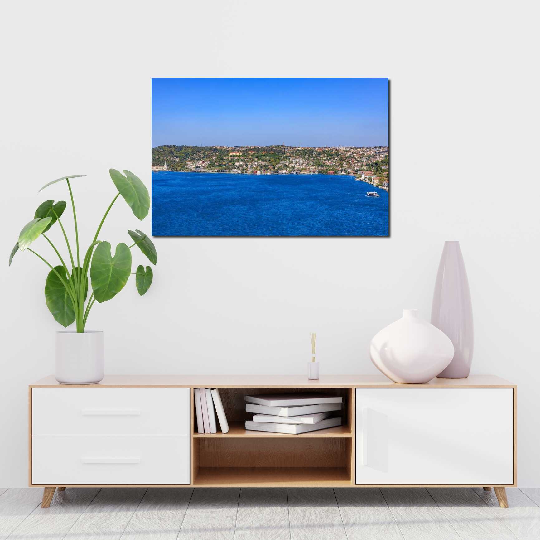 Canvas above sofa for size context