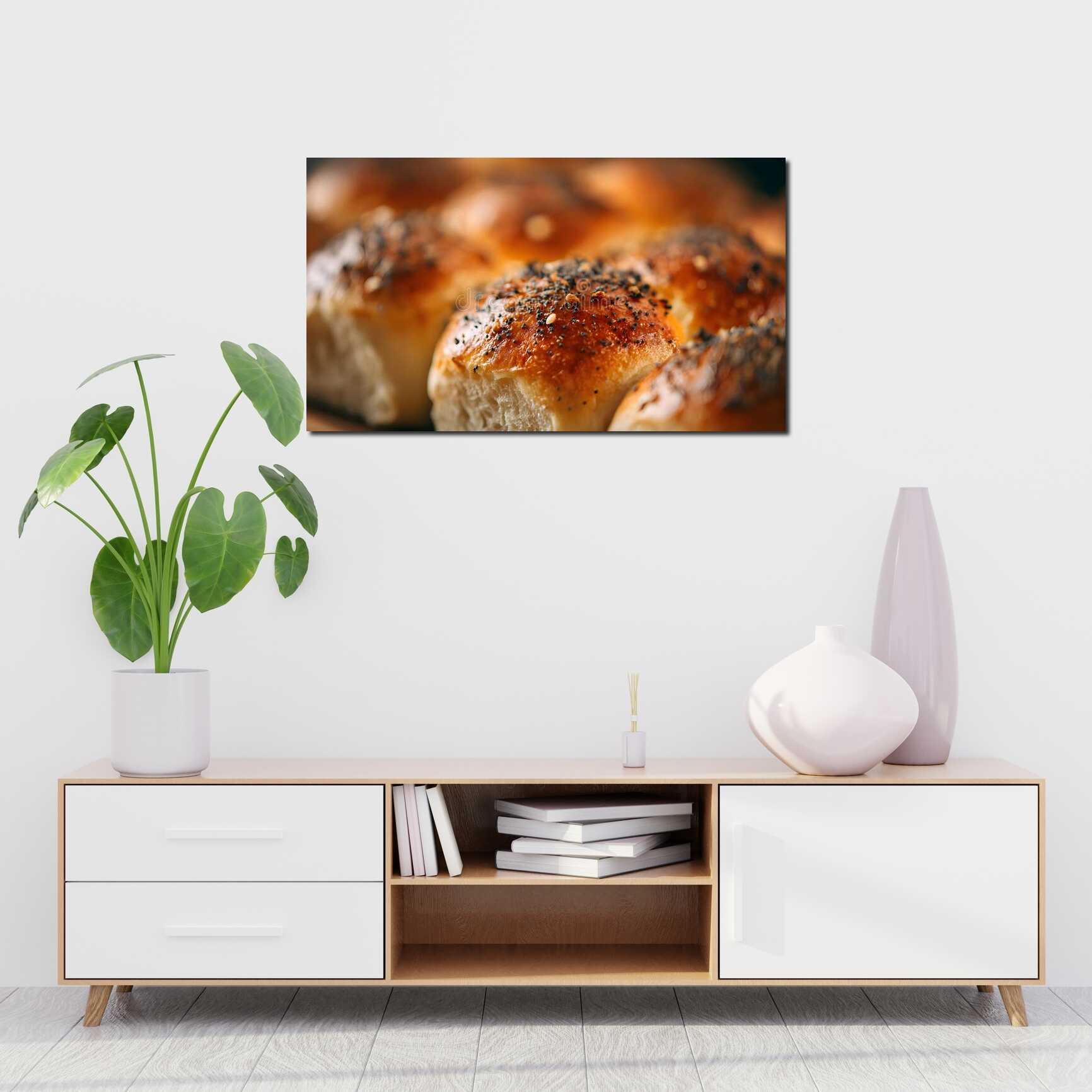 Canvas above sofa for size context