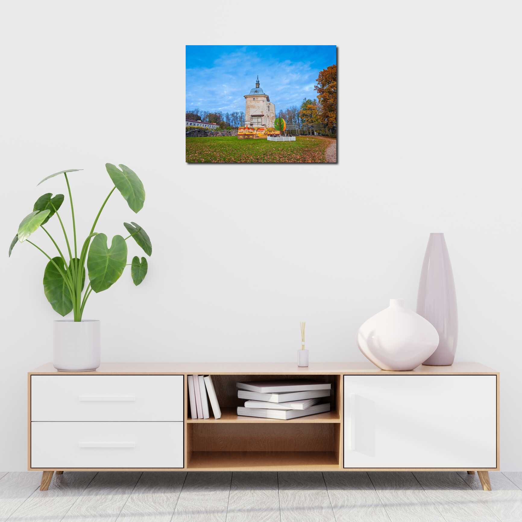 Canvas above sofa for size context