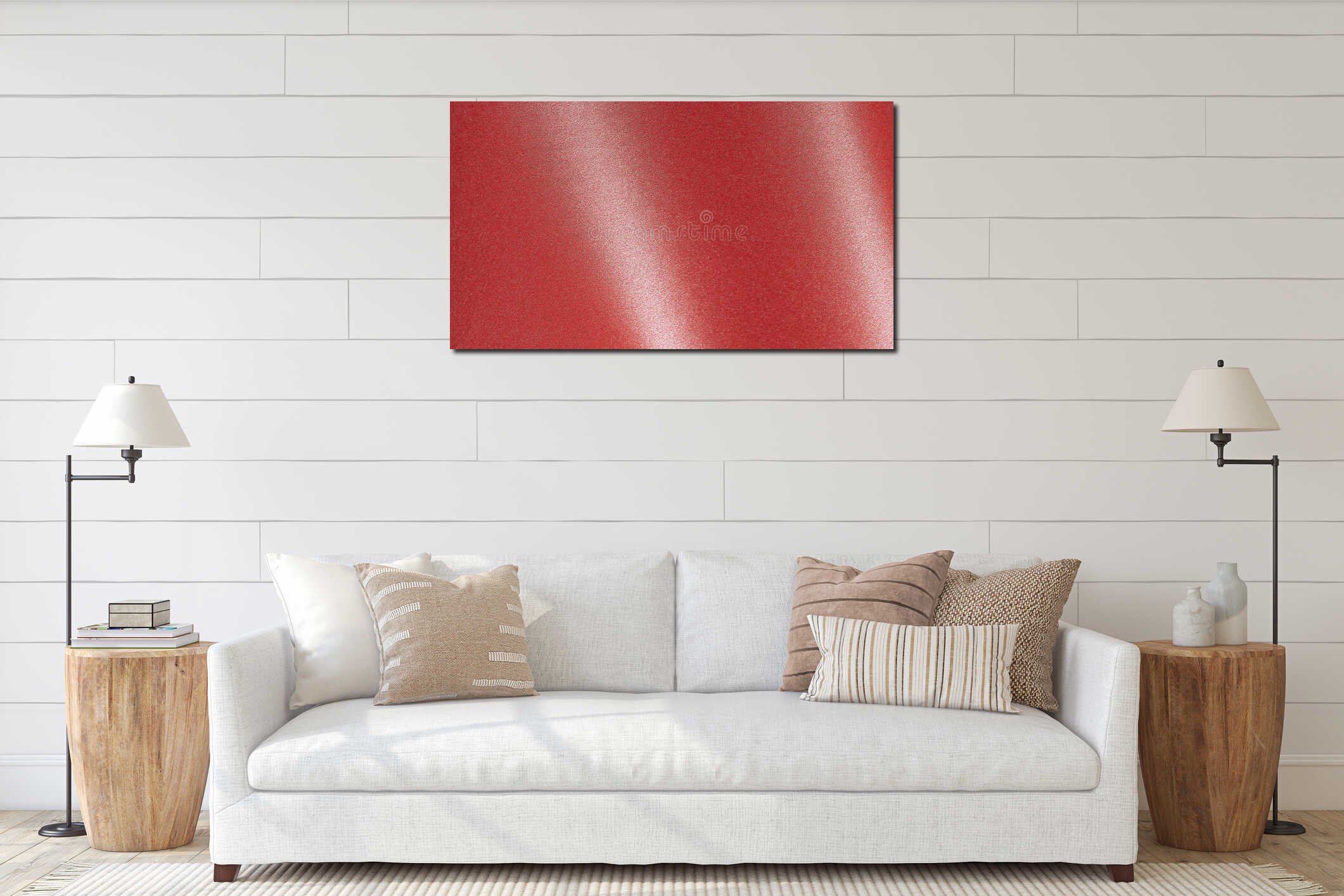 Material texture in bright cherry red with rich colour and fine surface. Chic designer paper in interior mockup