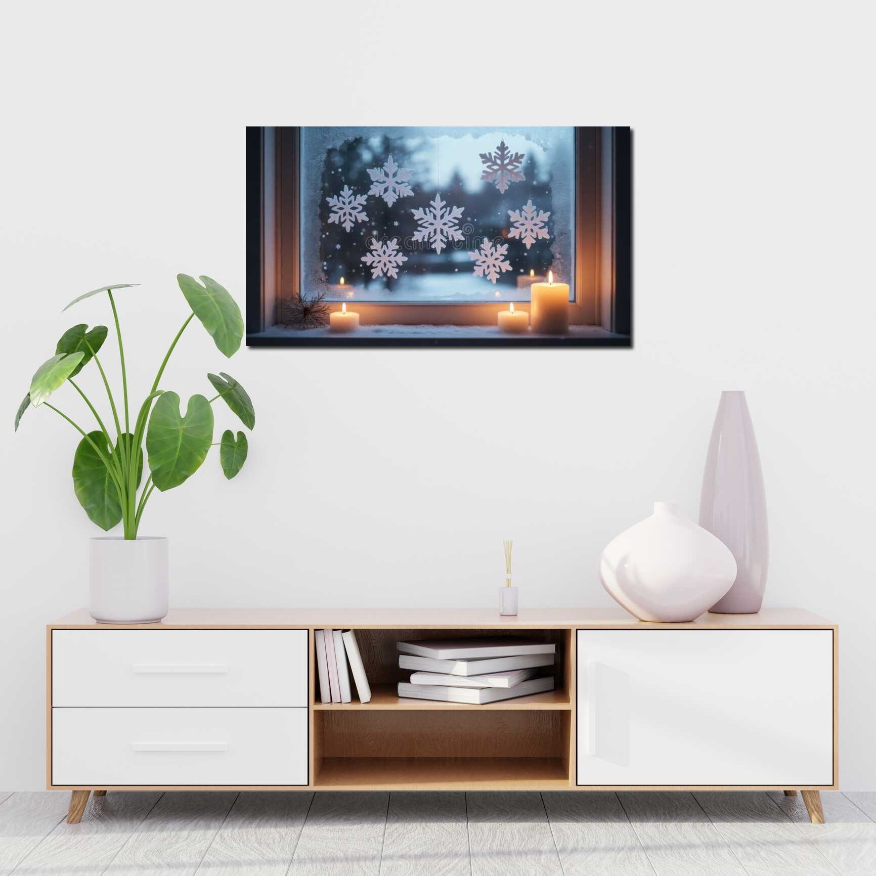 Canvas above sofa for size context