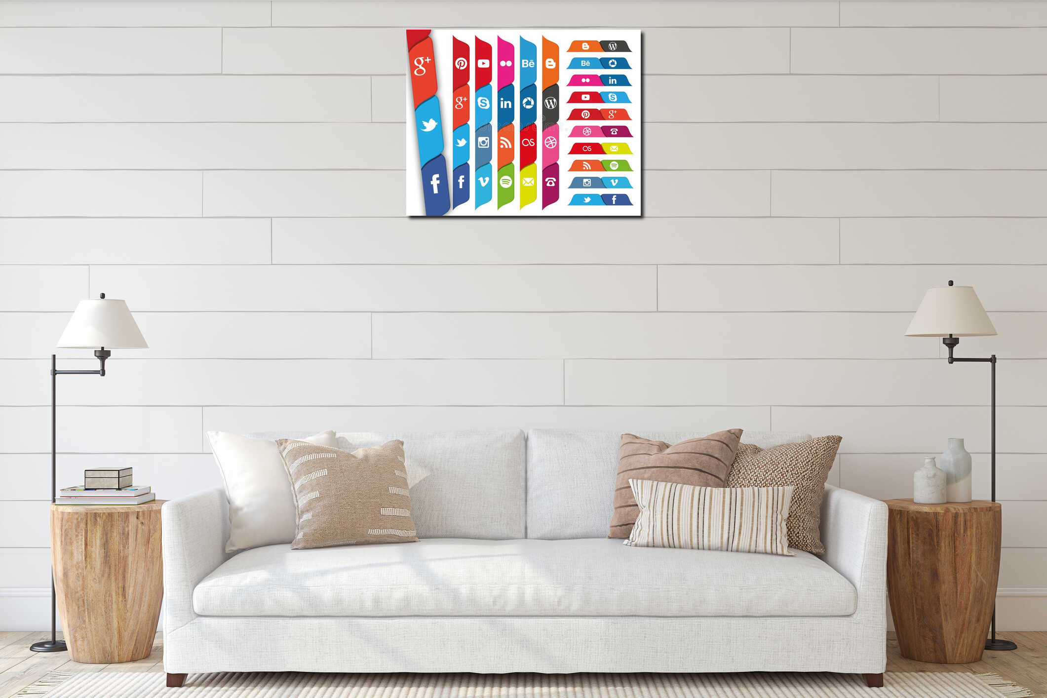 Canvas hanging interior mockup