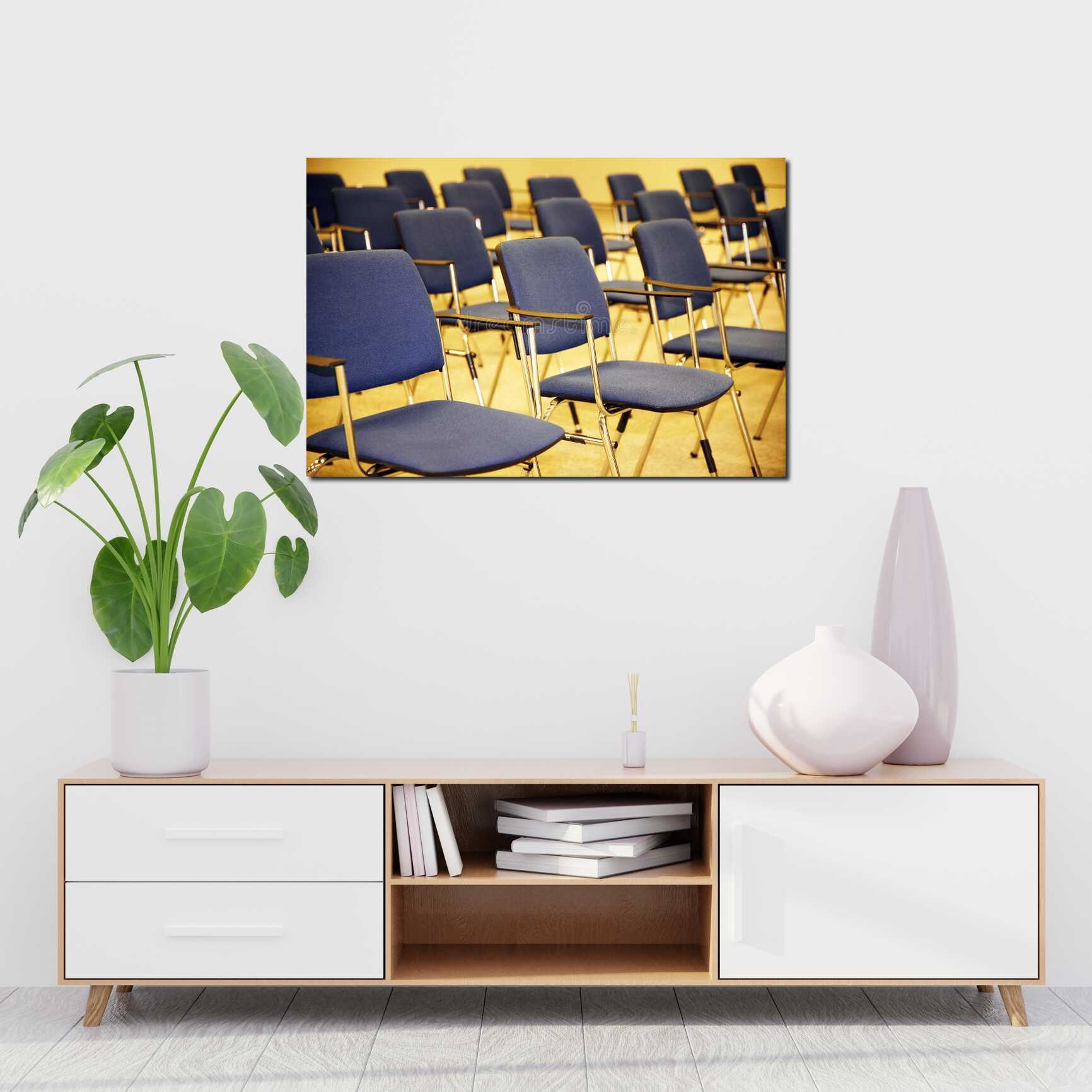 Canvas above sofa for size context