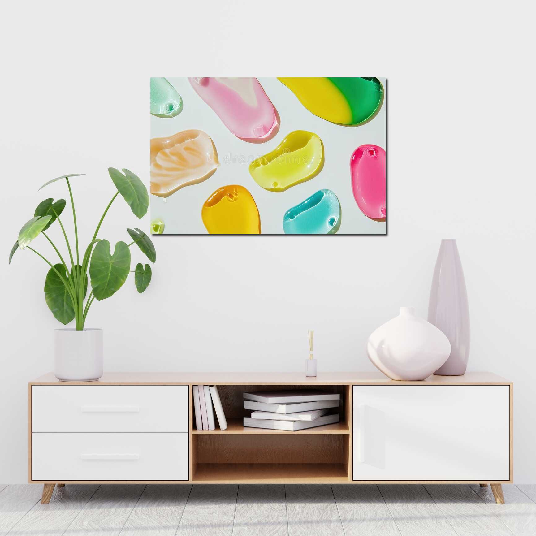 Canvas above sofa for size context