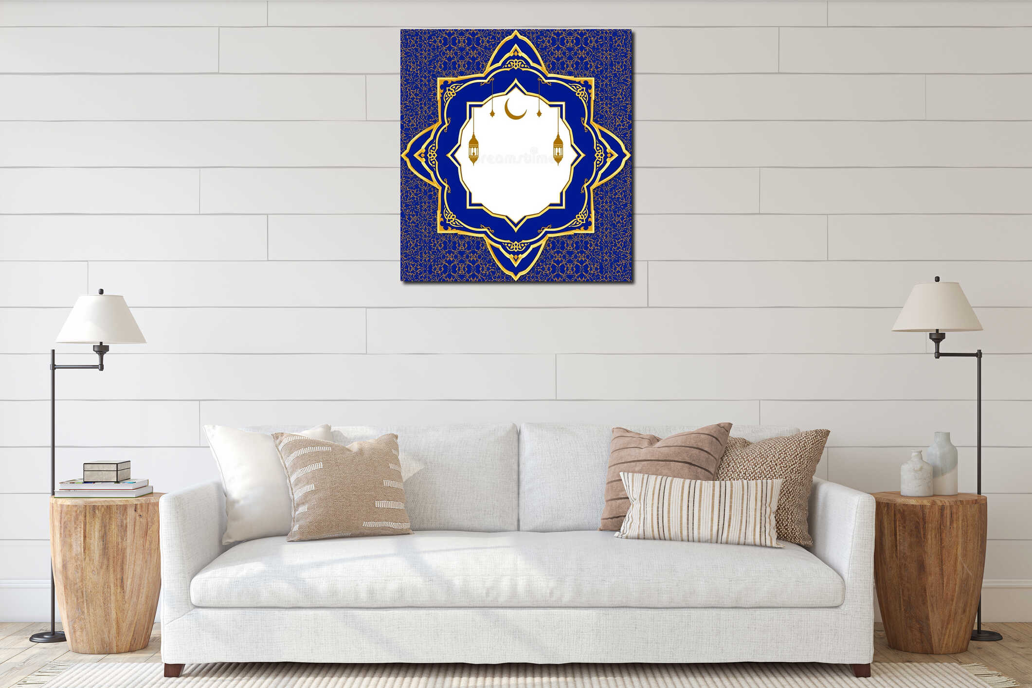 luxury golden arabian ornament for ramadan islamic background interior mockup