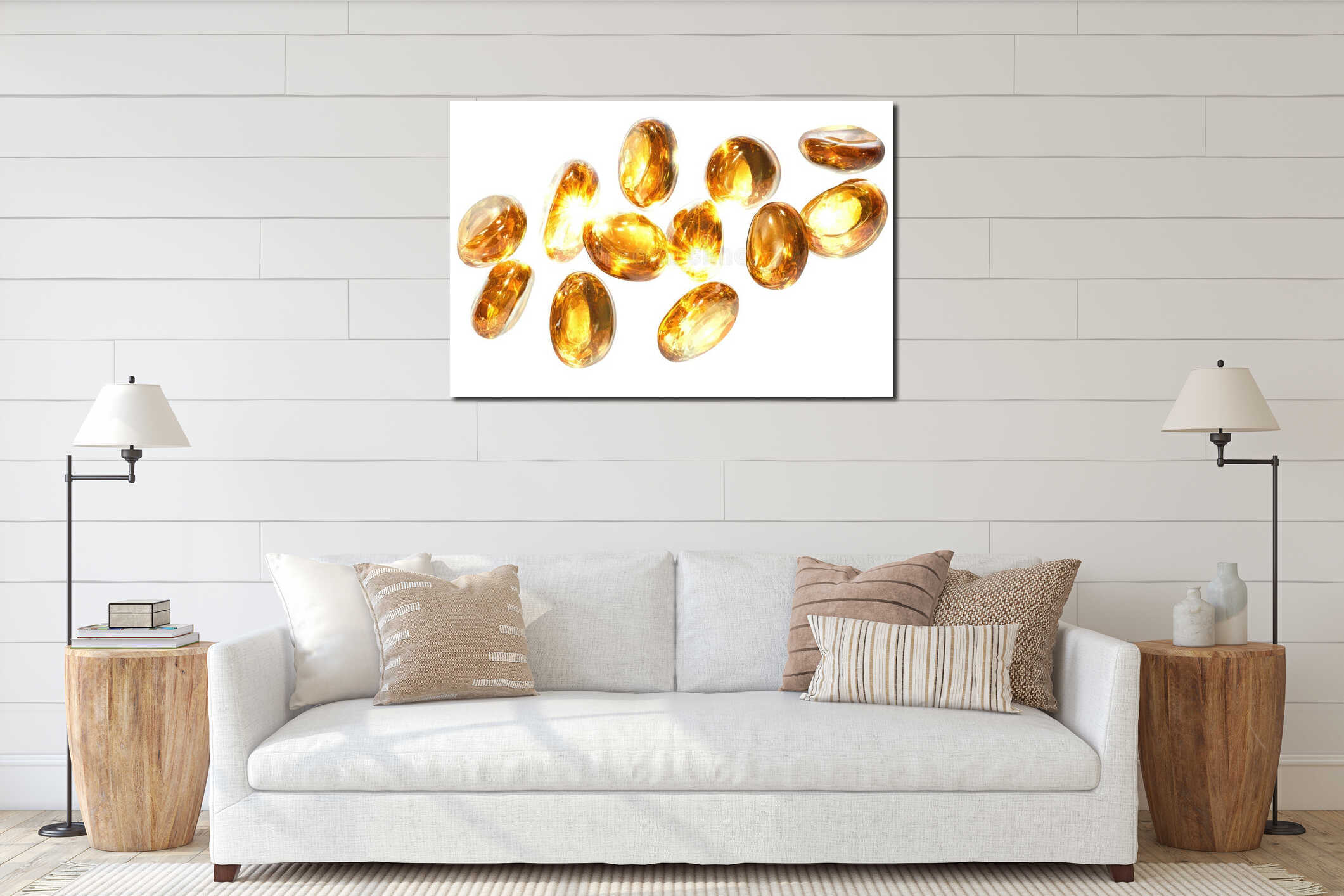 Golden Vitamin D Capsules. Health And Wellness Supplementation Isolated On Transparent Background interior mockup