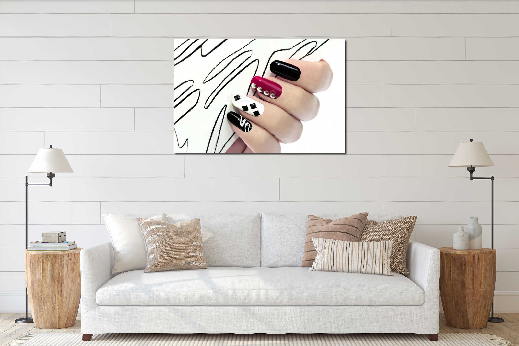 Canvas hanging interior mockup