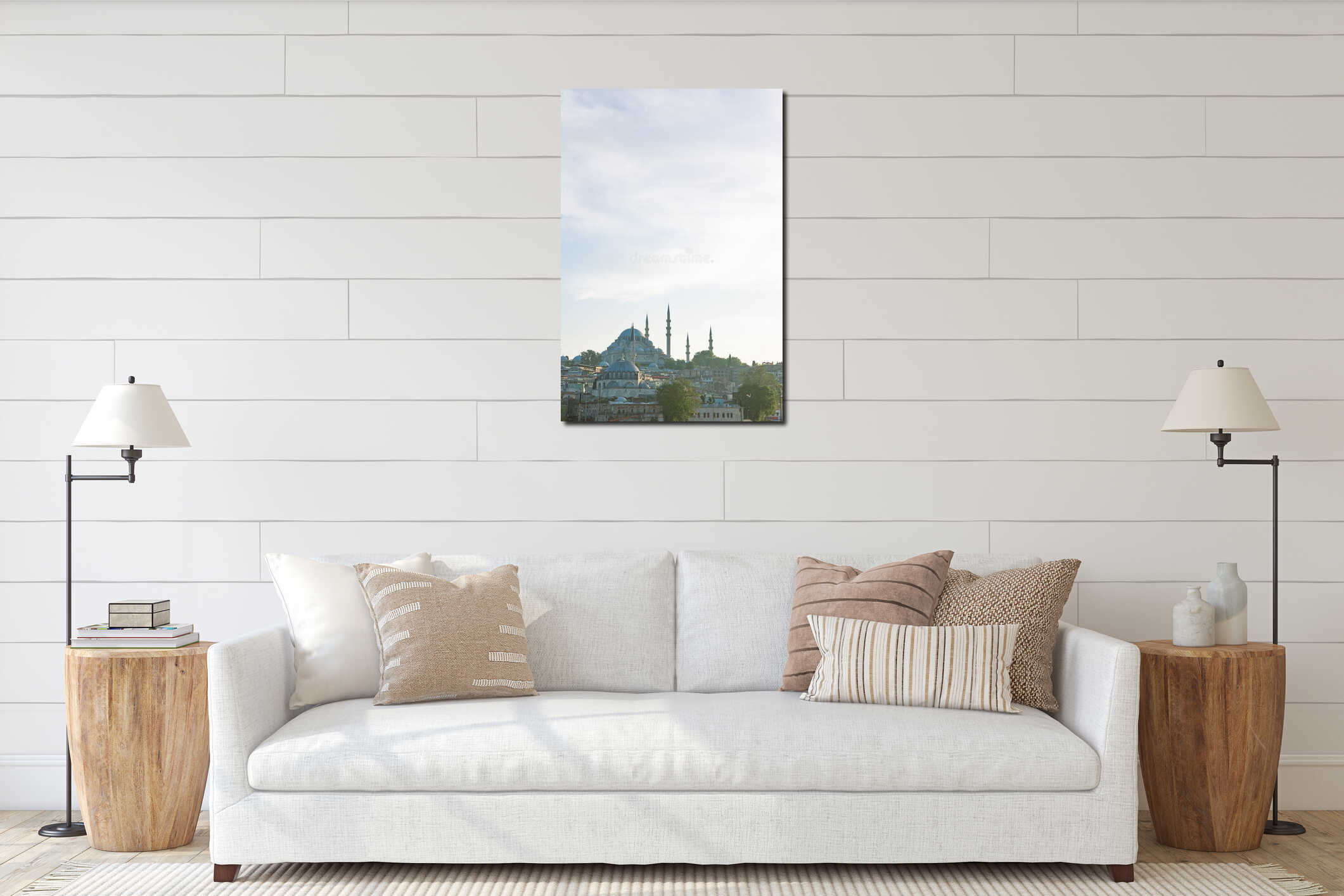 Ramadan or islamic concept photo. Suleymaniye Mosque at sunset interior mockup