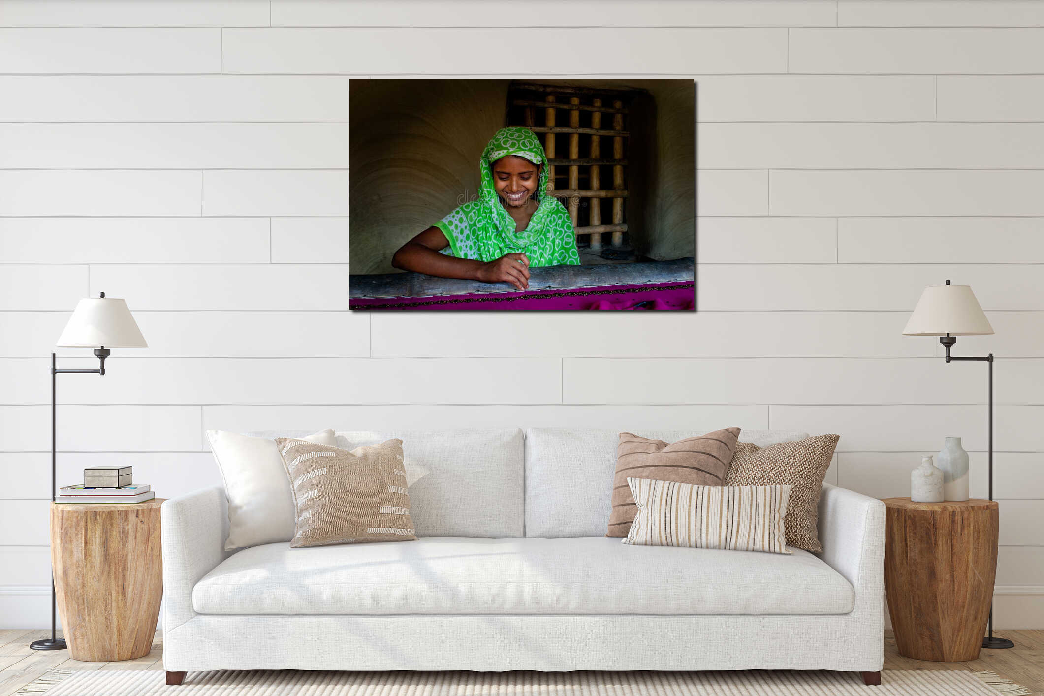Canvas hanging interior mockup