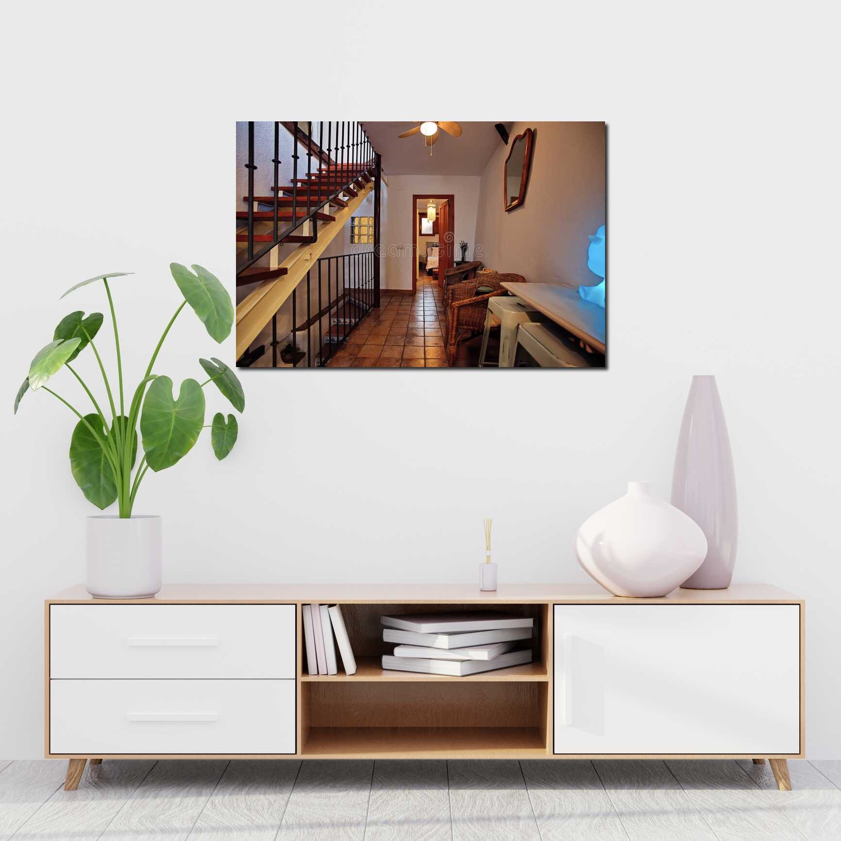 Canvas above sofa for size context