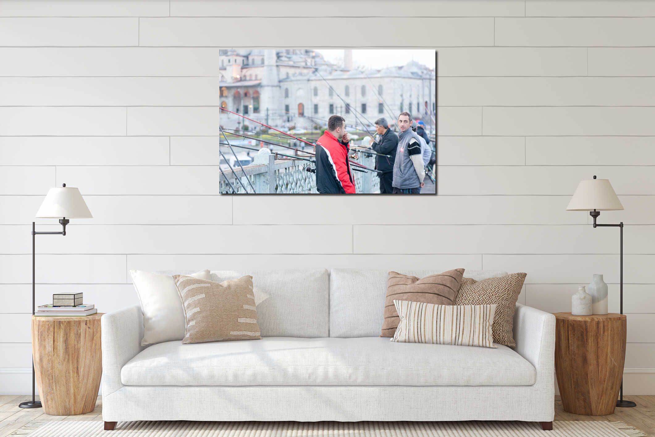 Fishermen on Galata Bridge interior mockup