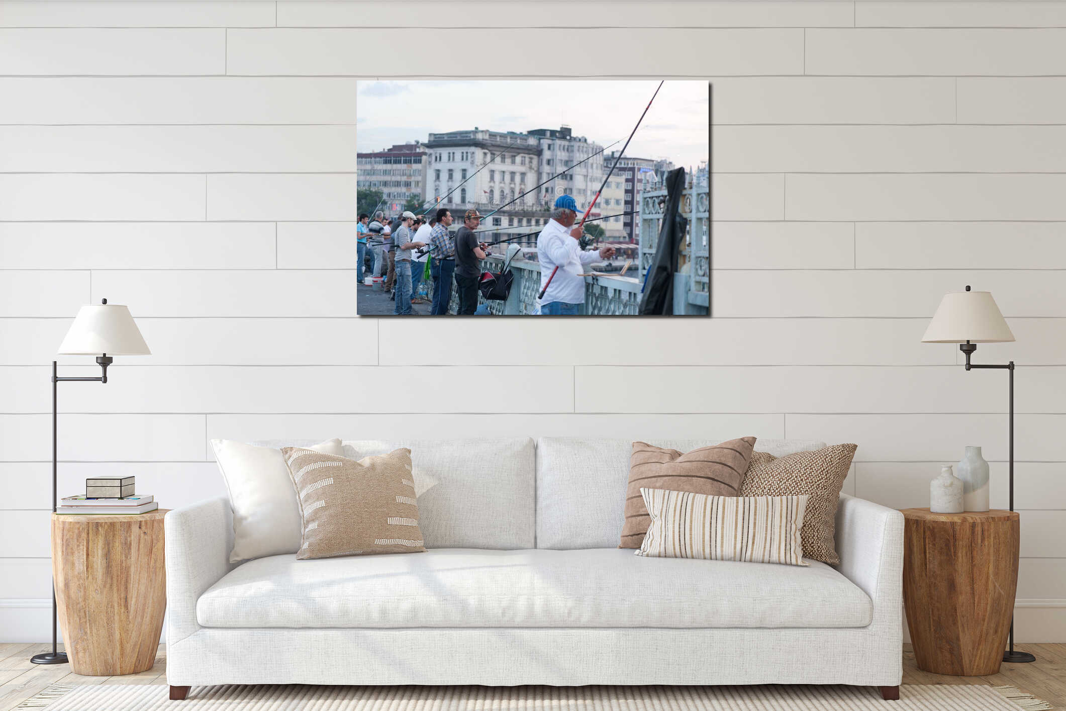 Fishermen on Galata Bridge interior mockup