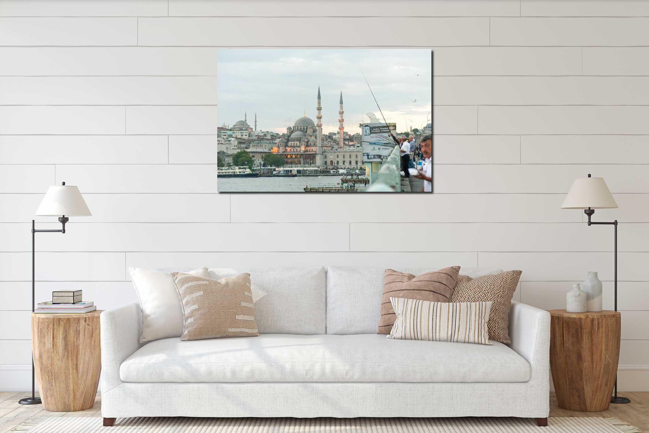 Fishermen on Galata Bridge interior mockup