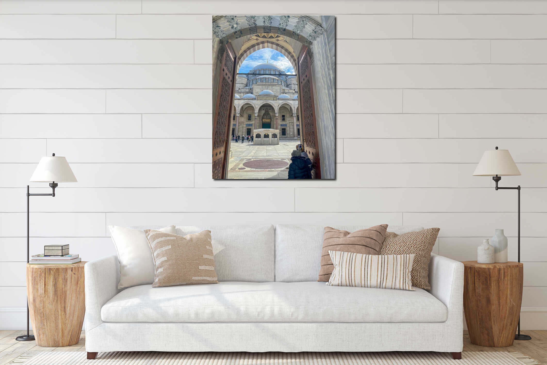 Majestic view of the Suleymaniye Mosque courtyard interior mockup