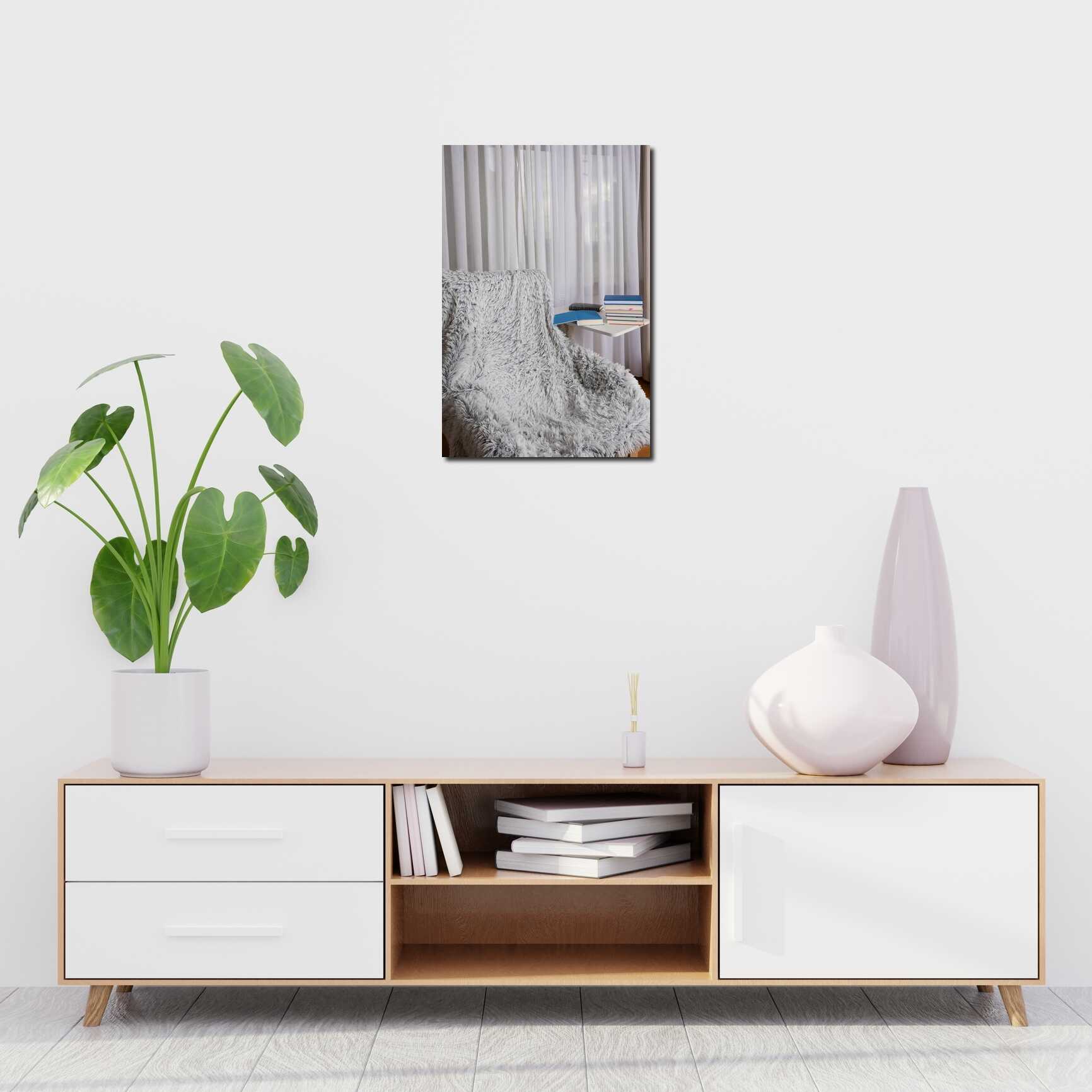 Canvas above sofa for size context