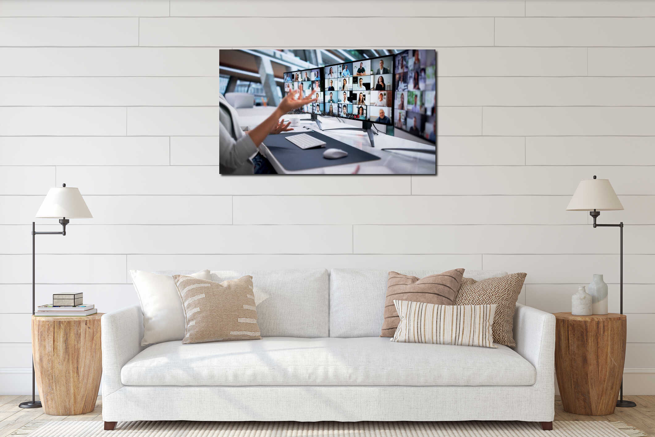 Canvas hanging interior mockup