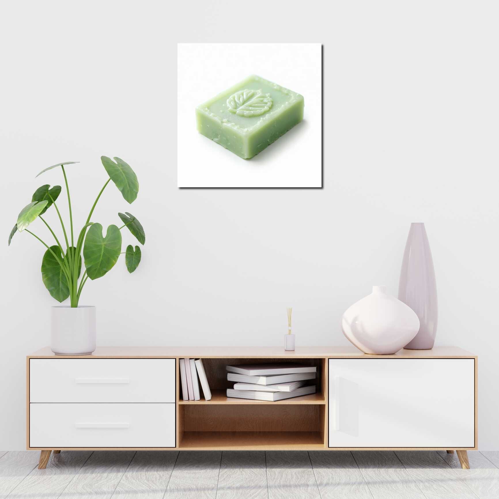 Canvas above sofa for size context